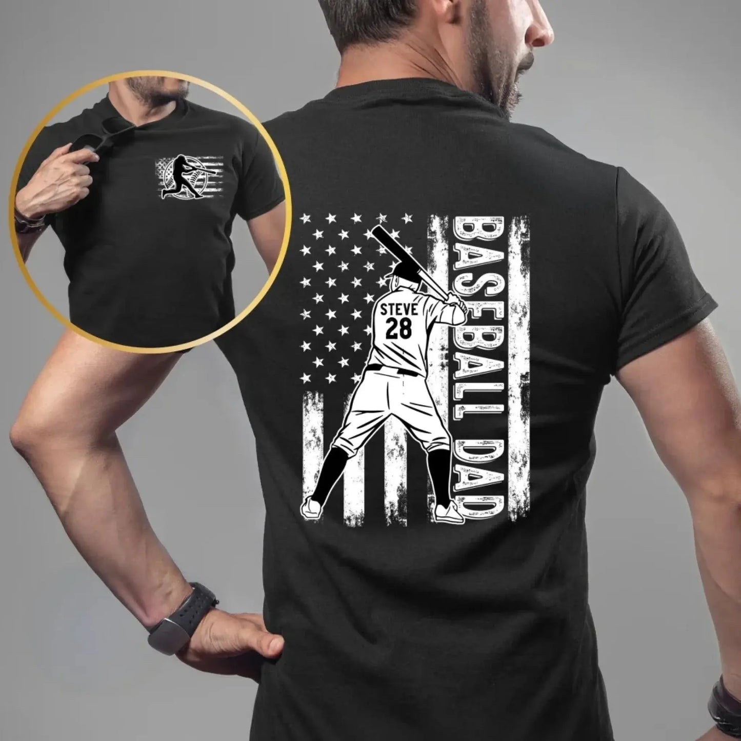 Personalized Baseball Dad Shirt, Baseball Gifts for Men, Gift for Dad & Grandpa, Fathers Day Gift Ezcustomize
