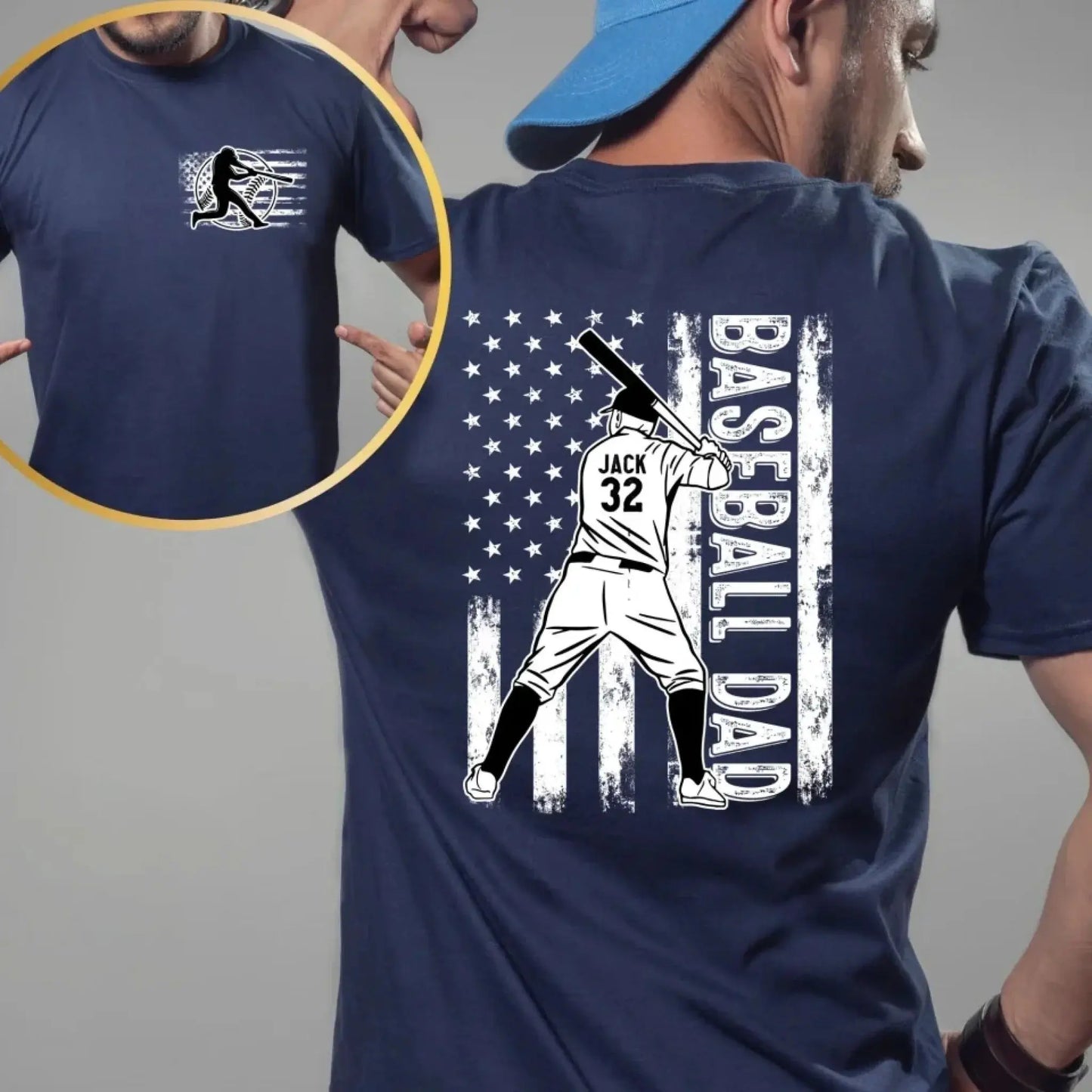Personalized Baseball Dad Shirt, Baseball Gifts for Men, Gift for Dad & Grandpa, Fathers Day Gift Ezcustomize