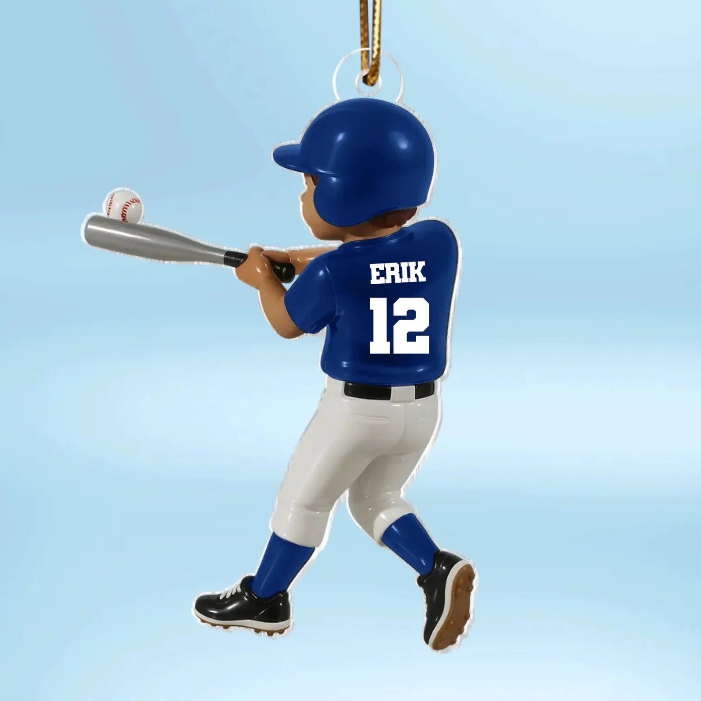 Personalized Baseball Player Ornament – Custom Name & Number Kid Hitting Ball, 3D Flat Acrylic Christmas Gift for Boys & Girls Ezcustomize