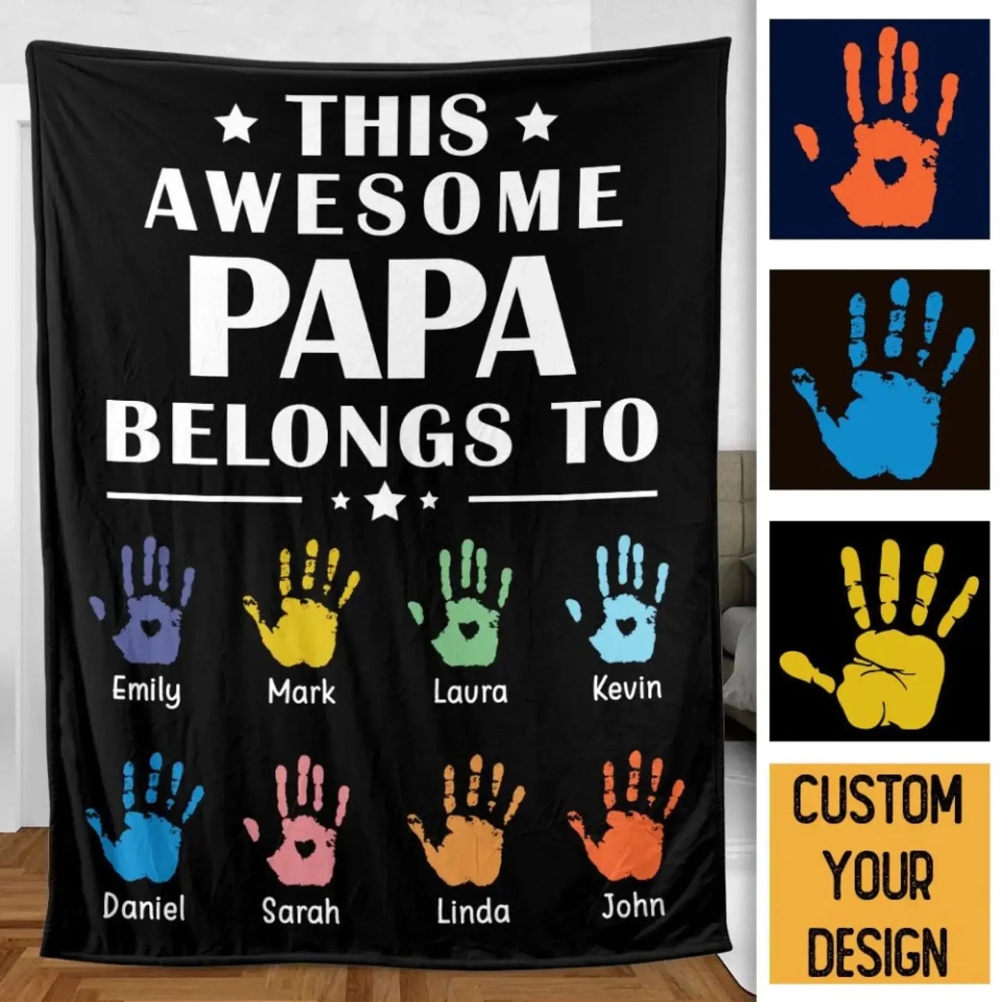 Personalized Blanket - This Awesome Papa Belongs To Ezcustomize
