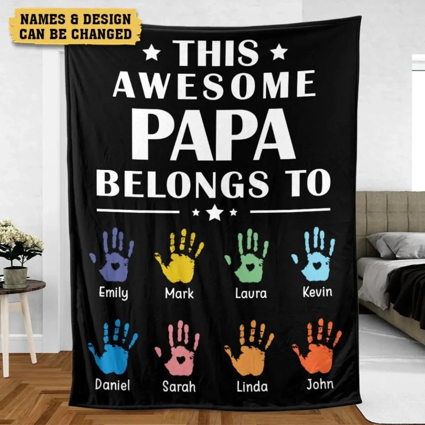 Personalized Blanket - This Awesome Papa Belongs To Ezcustomize
