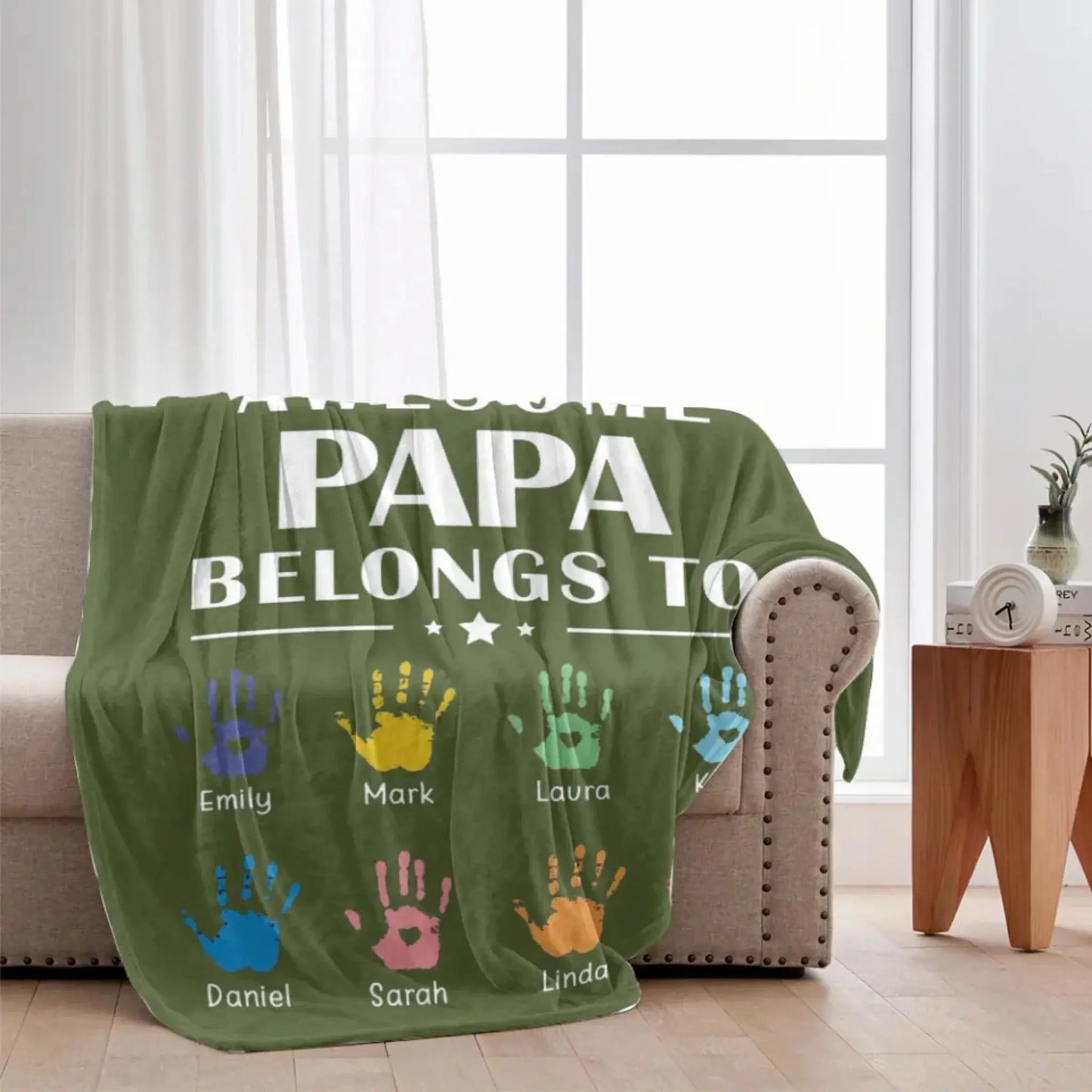 Personalized Blanket - This Awesome Papa Belongs To Ezcustomize