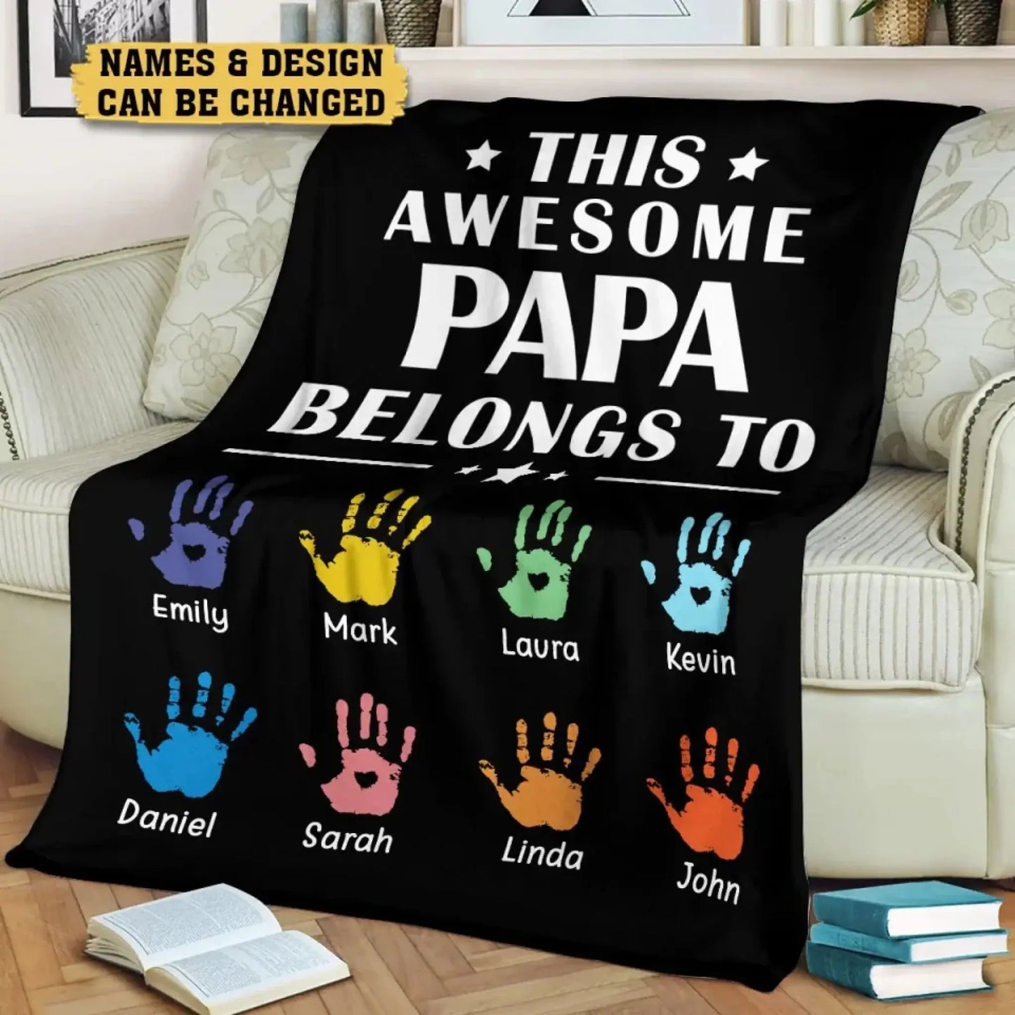 Personalized Blanket - This Awesome Papa Belongs To Ezcustomize