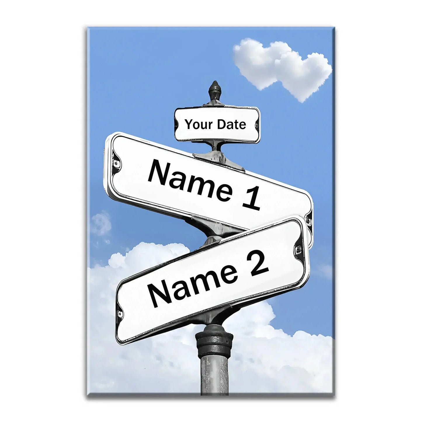Personalized Canvas Vintage Street Sign For Couples, Custom Name And Date Street Sign Canvas Print, Crossroads Street Sign Gift For Сouple Ezcustomize