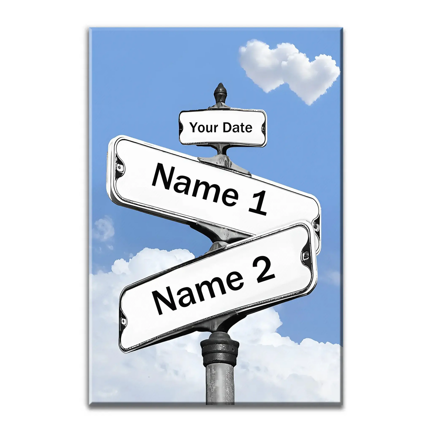 Personalized Canvas Vintage Street Sign For Couples, Custom Name And Date Street Sign Canvas Print, Crossroads Street Sign Gift For Сouple Ezcustomize