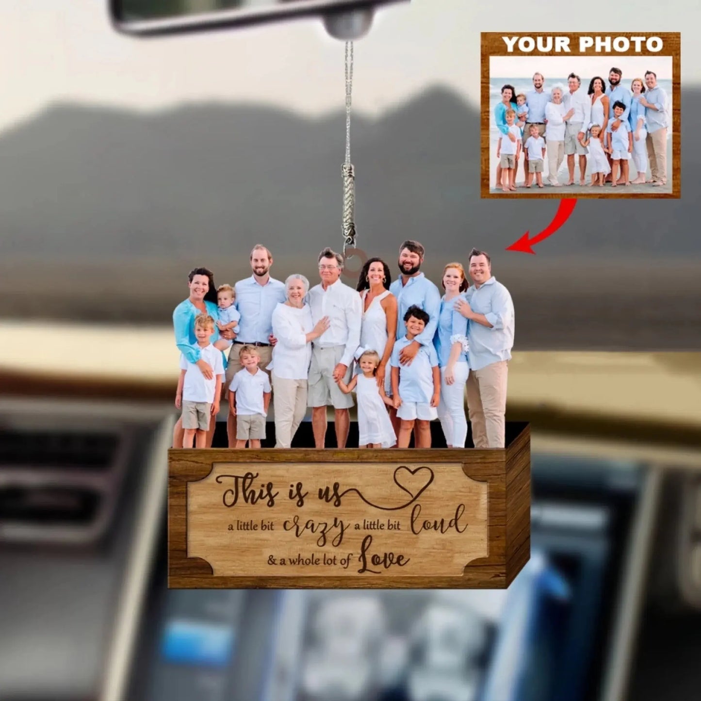 Personalized Car Hanging Ornament - Gift For Family - Custom Your Photo Car Hanging Ezcustomize