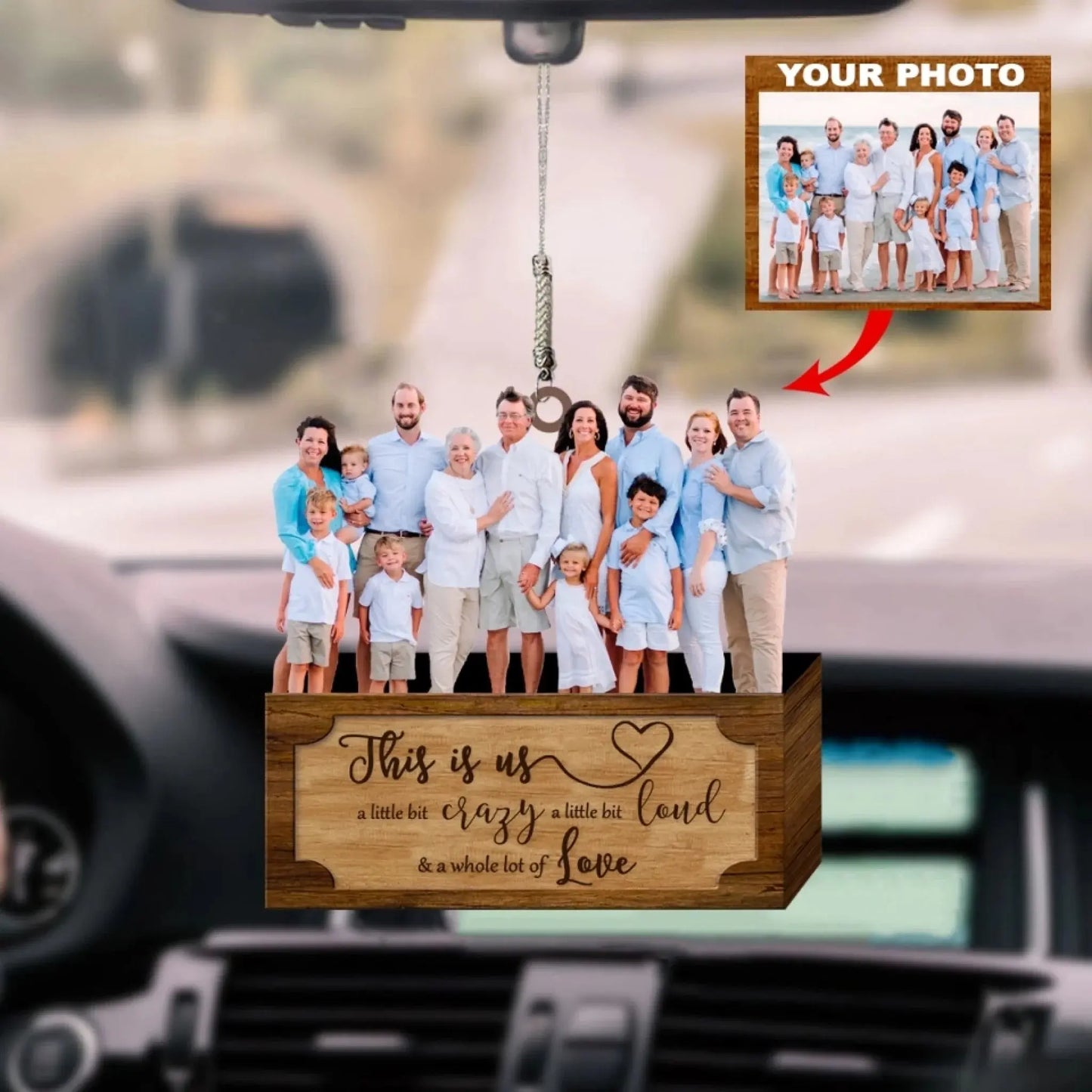 Personalized Car Hanging Ornament - Gift For Family - Custom Your Photo Car Hanging Ezcustomize