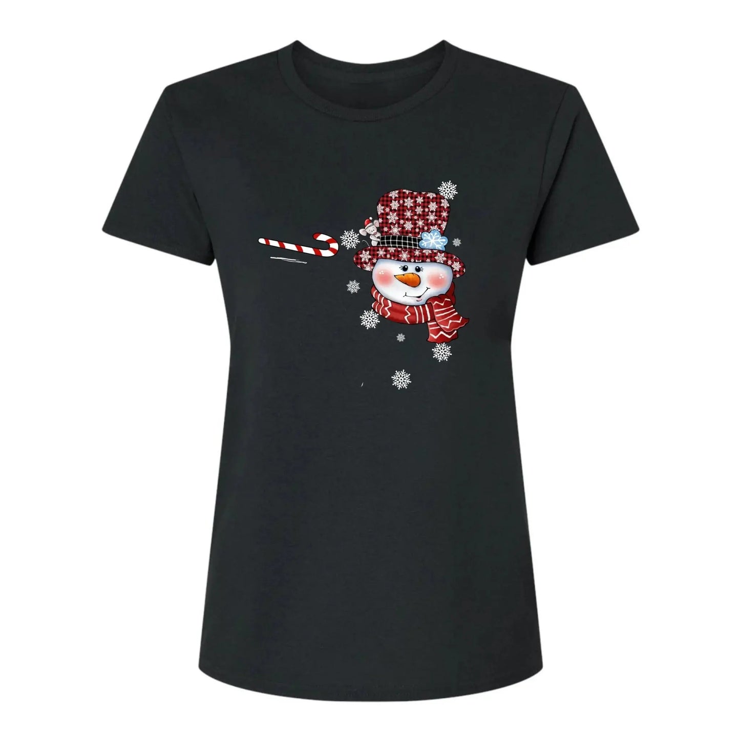Personalized Christmas Shirt for Grandma – Snowman Candy Cane Grandkids Name Tee, Custom Nana Holiday Gift Ezcustomize