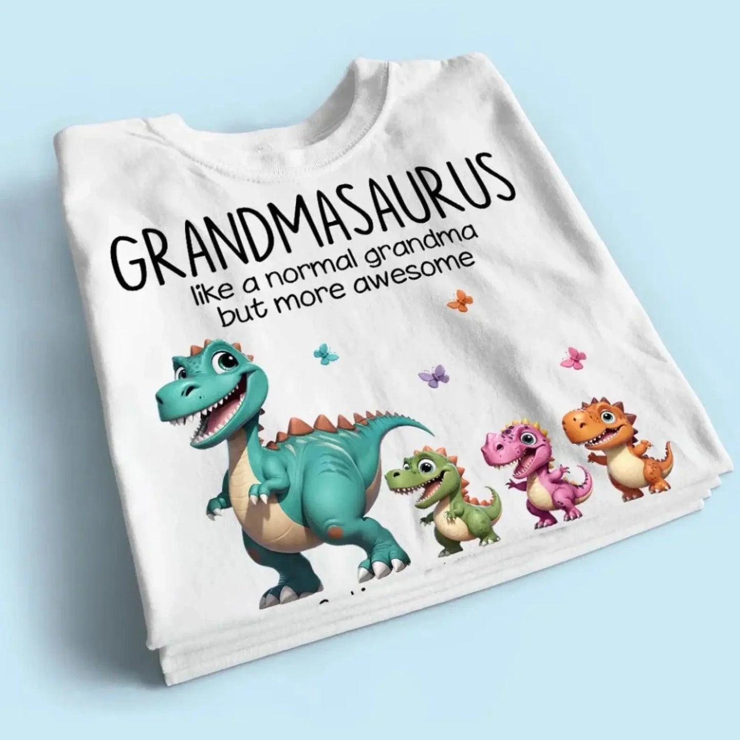 Personalized Classic Tee – Fun Dinosaur Family Design, Custom Grandmother’s Day Gift for Grandma, Grandkids & Couples Ezcustomize