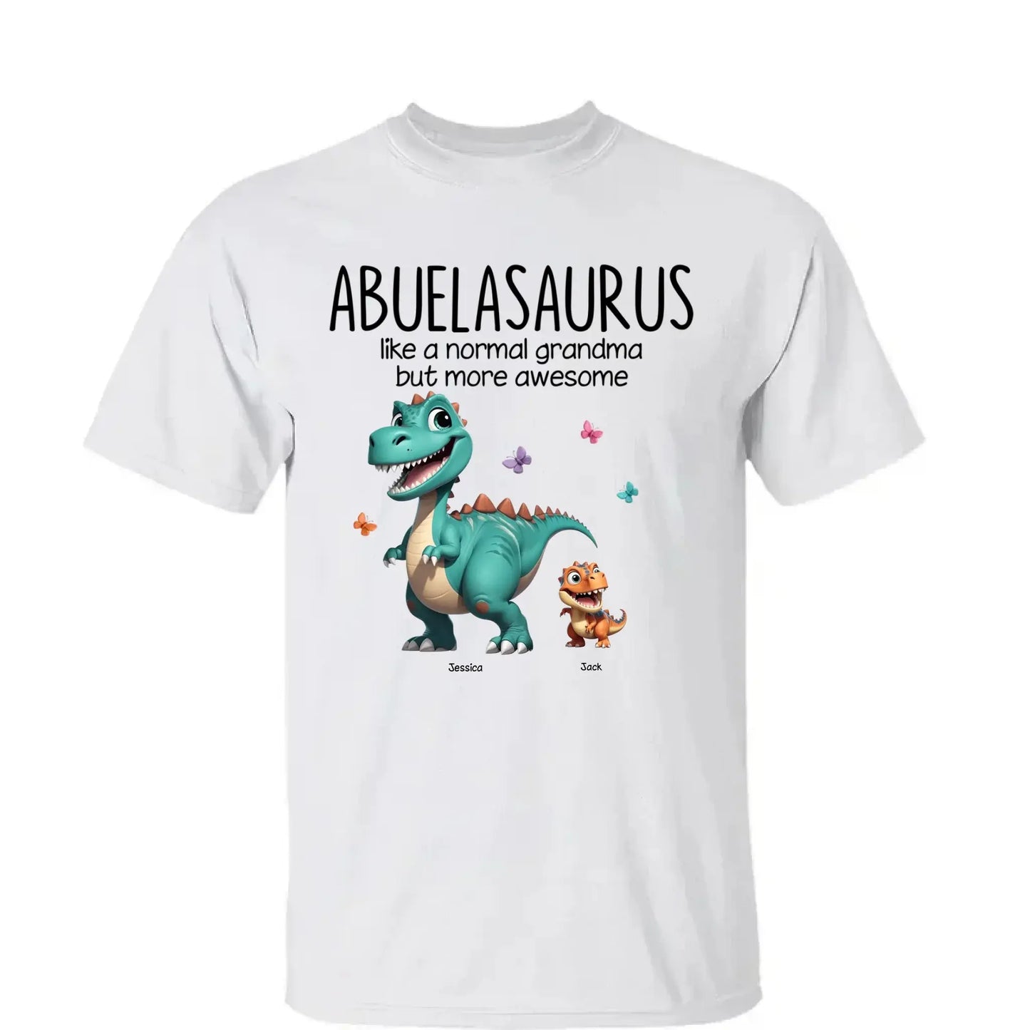 Personalized Classic Tee – Fun Dinosaur Family Design, Custom Grandmother’s Day Gift for Grandma, Grandkids & Couples Ezcustomize