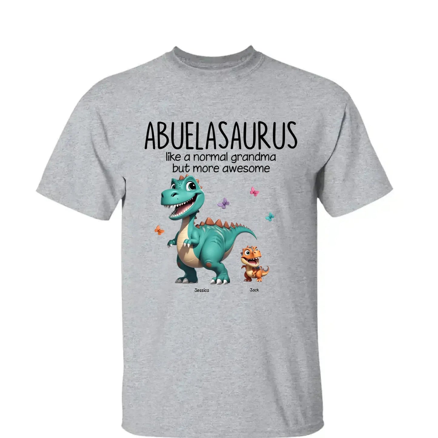 Personalized Classic Tee – Fun Dinosaur Family Design, Custom Grandmother’s Day Gift for Grandma, Grandkids & Couples Ezcustomize