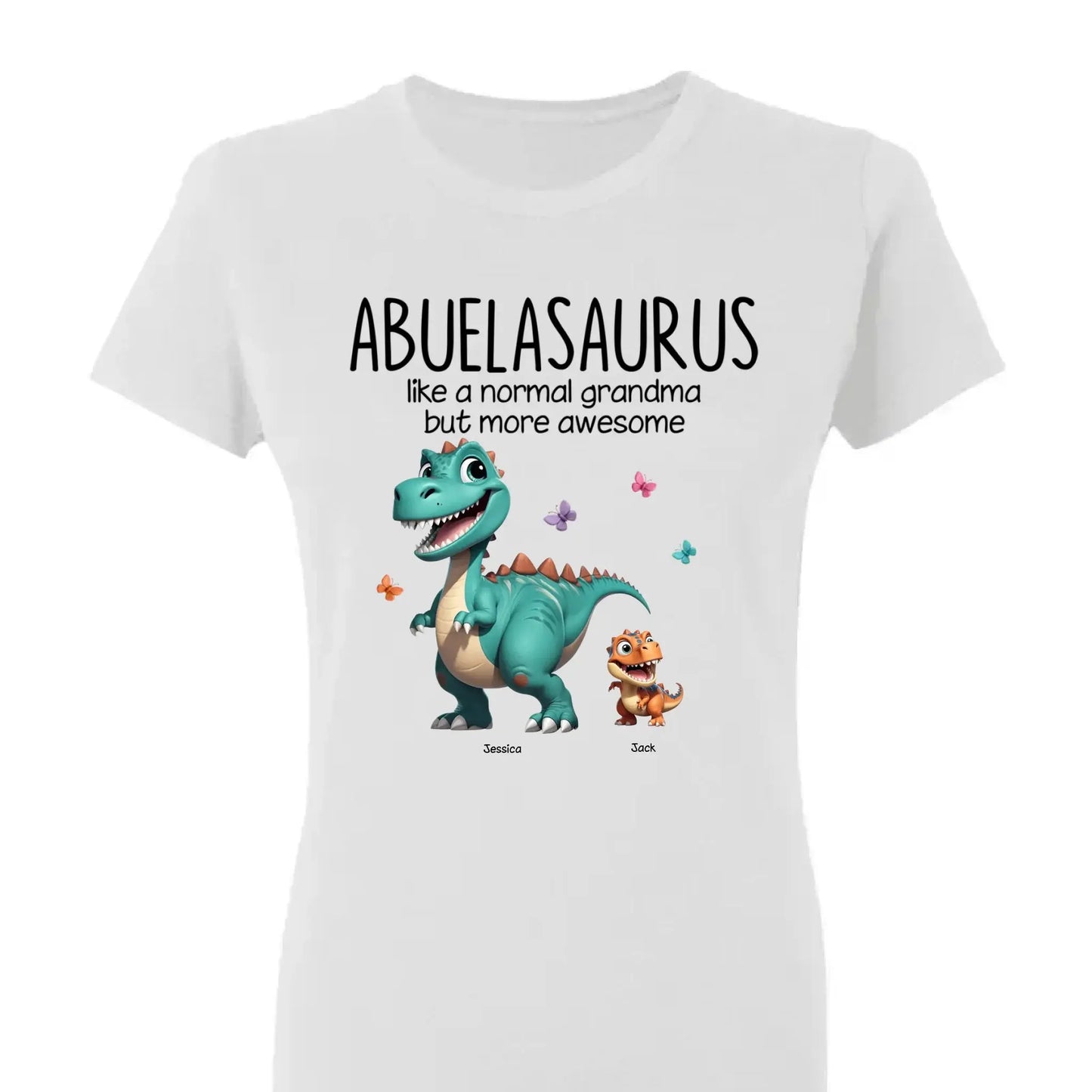 Personalized Classic Tee – Fun Dinosaur Family Design, Custom Grandmother’s Day Gift for Grandma, Grandkids & Couples Ezcustomize