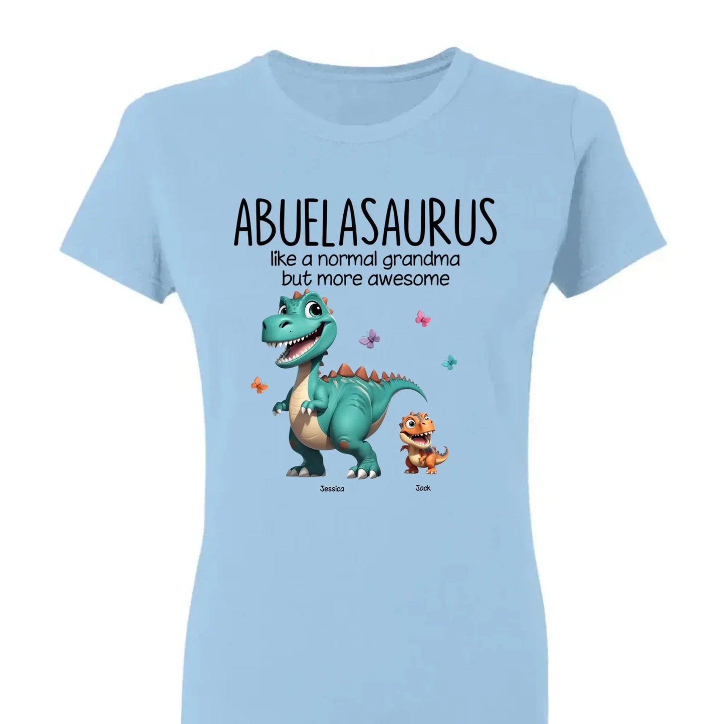 Personalized Classic Tee – Fun Dinosaur Family Design, Custom Grandmother’s Day Gift for Grandma, Grandkids & Couples Ezcustomize