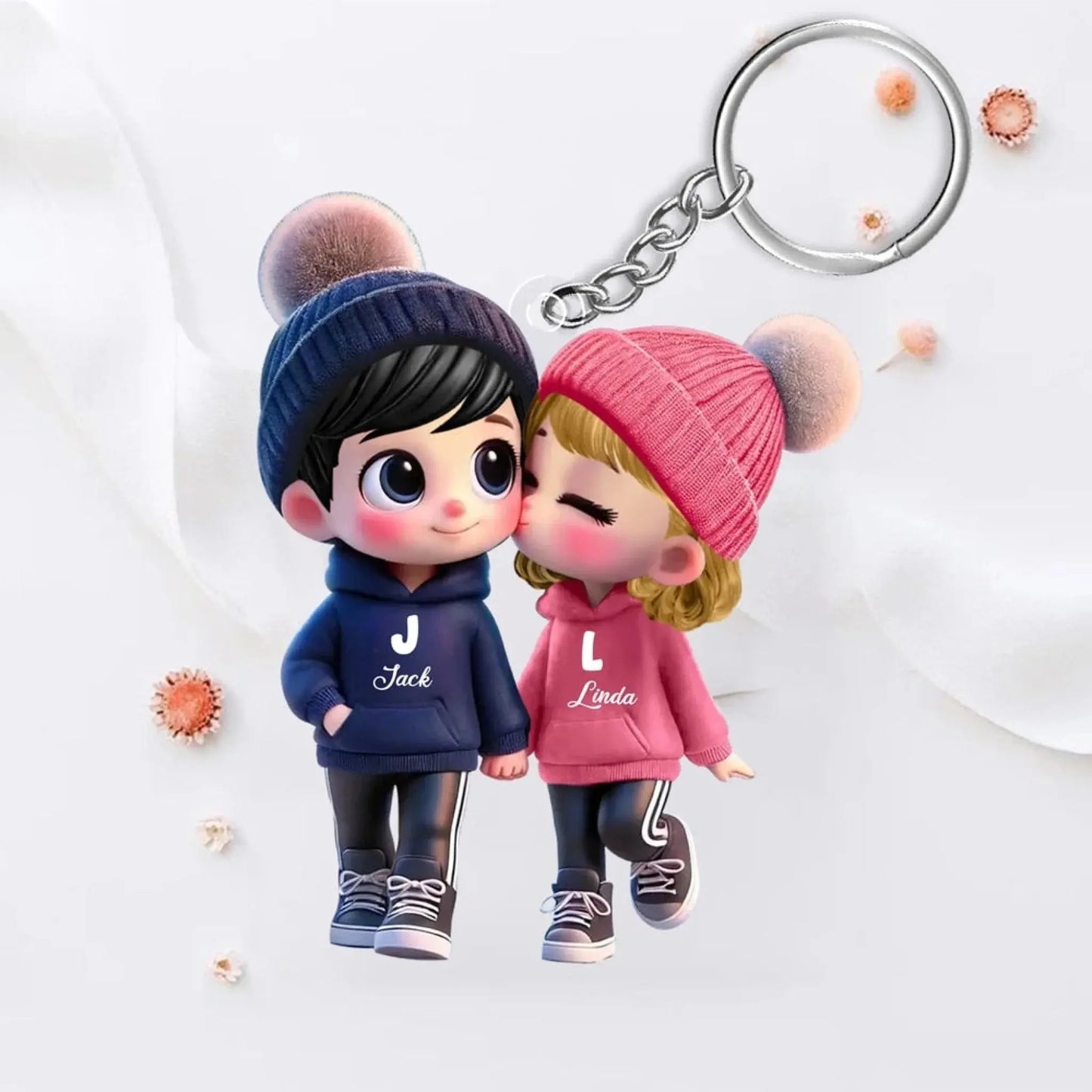 Personalized Couple Car Hanger – Cute Kissing Moment Acrylic Ornament – Custom Gift for Boyfriend, Girlfriend or Partner Ezcustomize