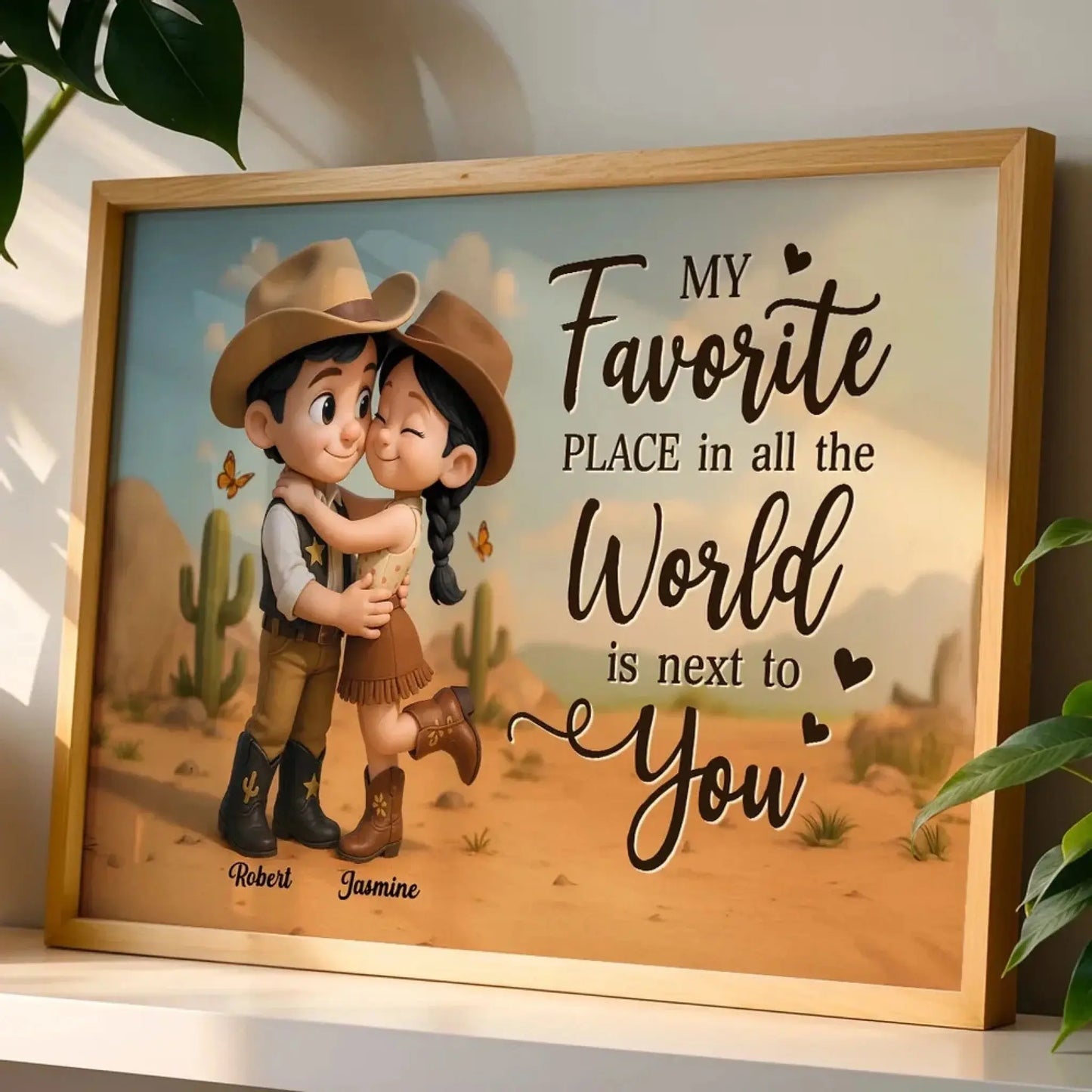 Personalized Cowboy & Cowgirl Poster – My Favorite Place Is Next To You – Custom Cute Country Couple Canvas Wall Art Gift Ezcustomize