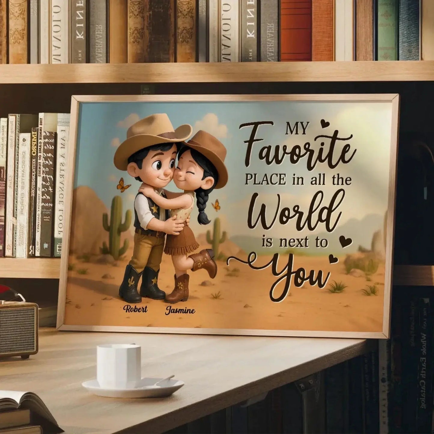 Personalized Cowboy & Cowgirl Poster – My Favorite Place Is Next To You – Custom Cute Country Couple Canvas Wall Art Gift Ezcustomize