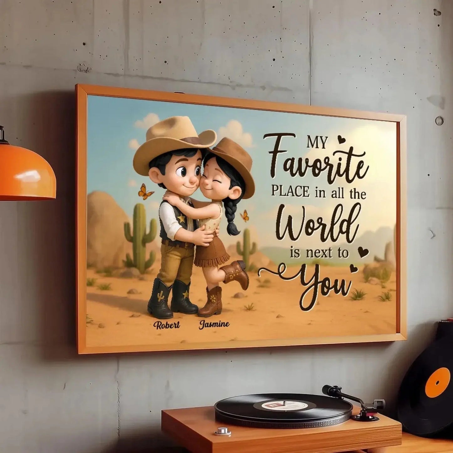 Personalized Cowboy & Cowgirl Poster – My Favorite Place Is Next To You – Custom Cute Country Couple Canvas Wall Art Gift Ezcustomize