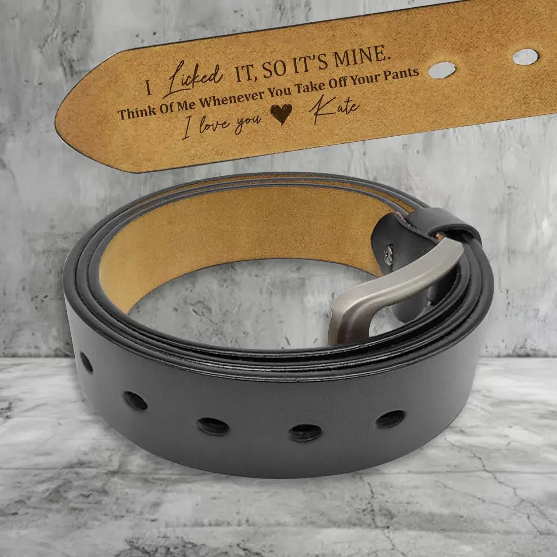 Personalized Engraved Leather Belt, Funny Handmade Belt Gift For Boyfriend, Husband, I Licked It, So It's Mine, Custom Handmade Belt Ezcustomize