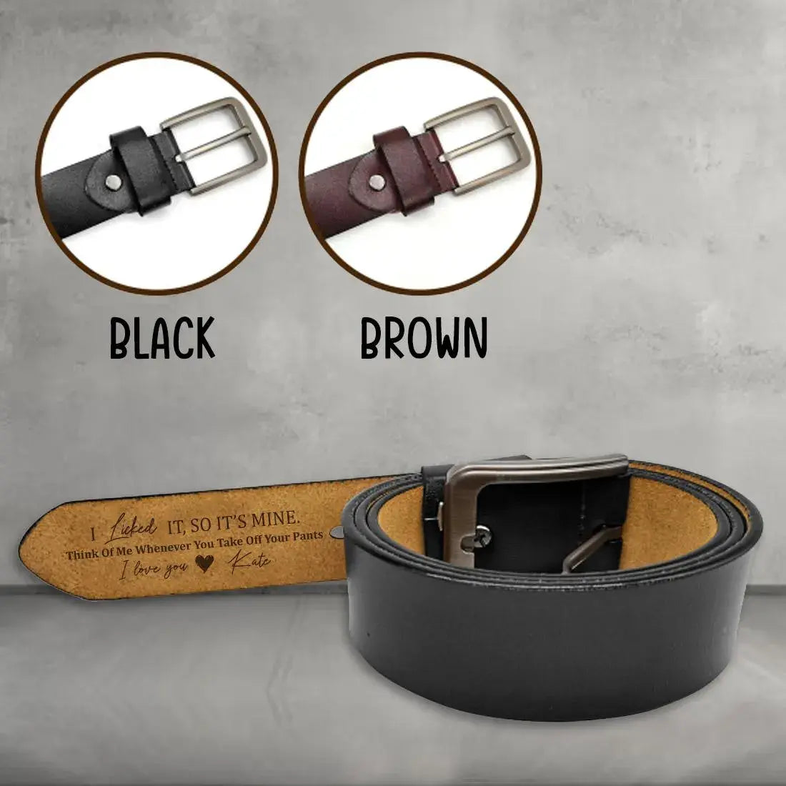 Personalized Engraved Leather Belt, Funny Handmade Belt Gift For Boyfriend, Husband, I Licked It, So It's Mine, Custom Handmade Belt Ezcustomize