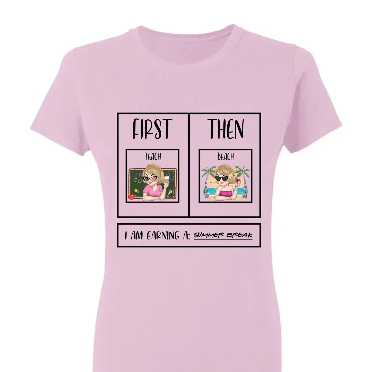 Personalized First Teach Then Beach Shirt - Custom Teacher T-Shirt | Funny Teacher Gift Ezcustomize