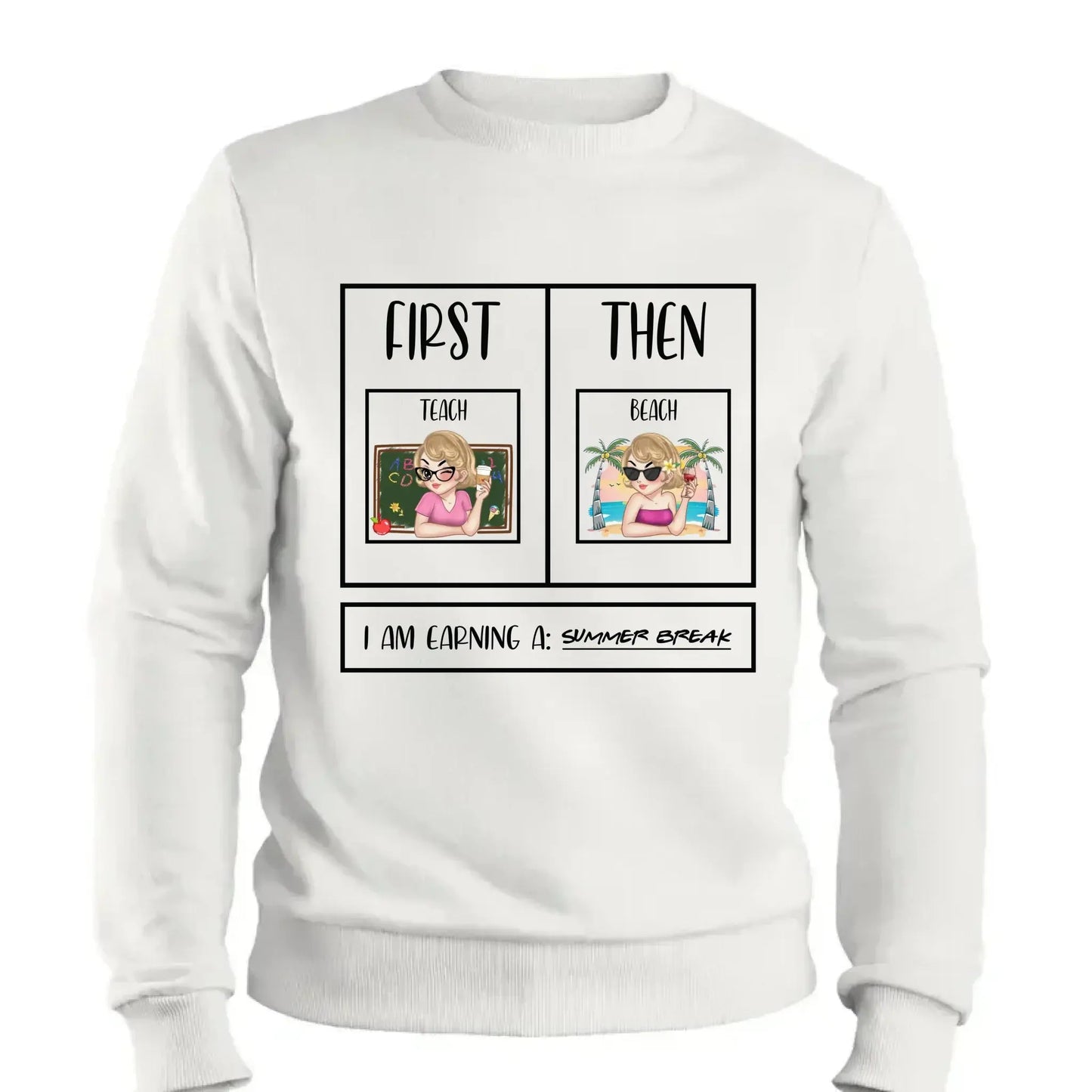 Personalized First Teach Then Beach Shirt - Custom Teacher T-Shirt | Funny Teacher Gift Ezcustomize