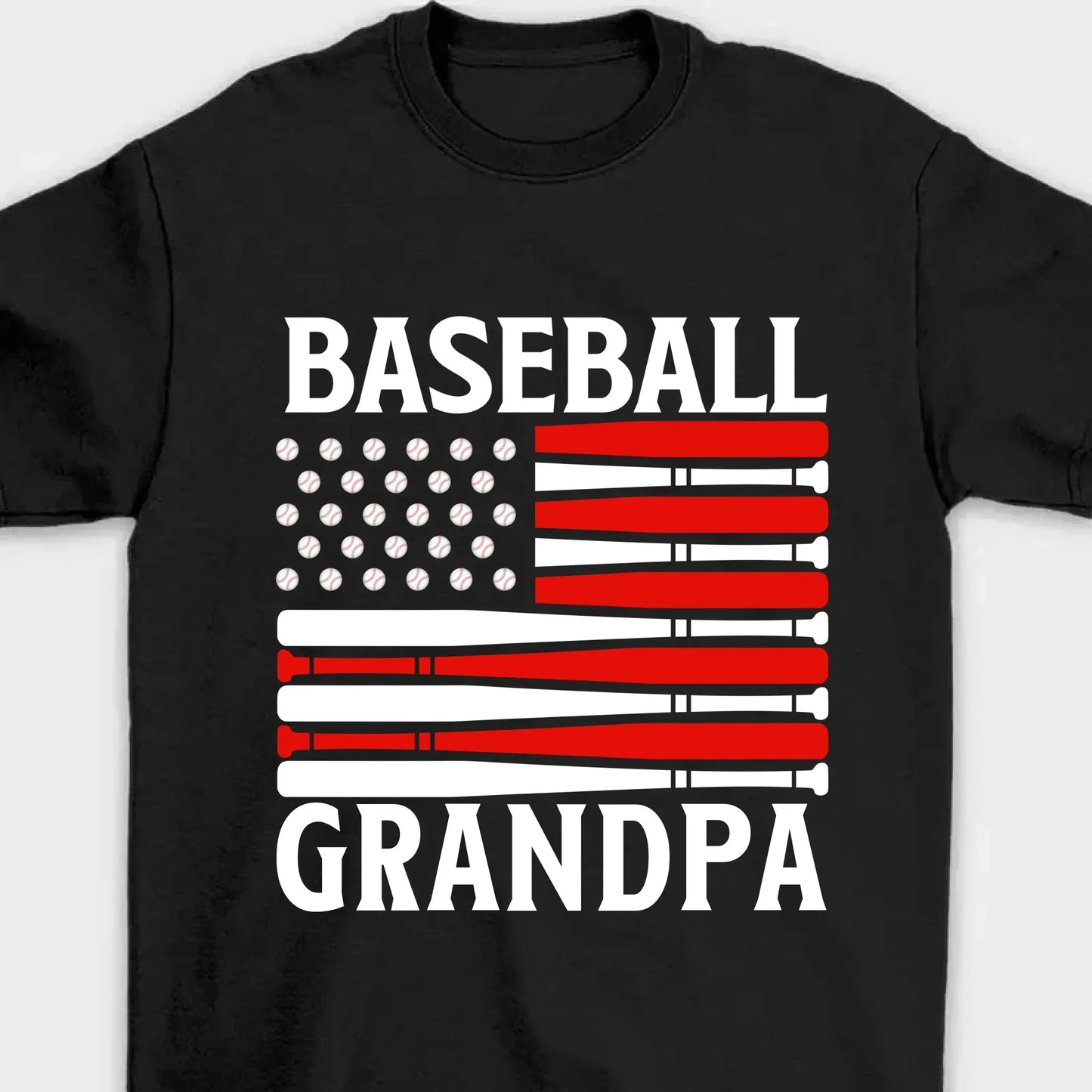 Personalized Flag Design T-Shirt – Custom Baseball Grandpa Shirt – Gift for Grandpa, Dad, or Baseball Lover Ezcustomize