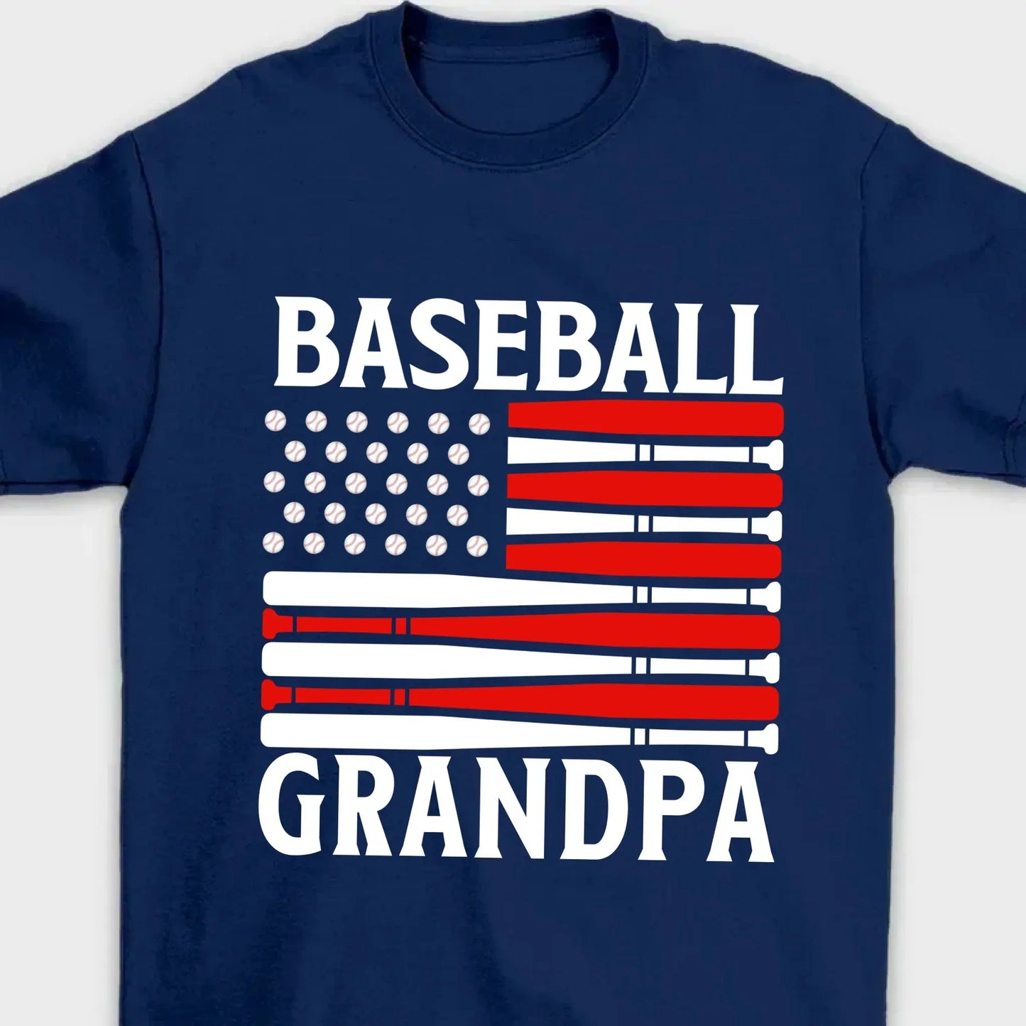 Personalized Flag Design T-Shirt – Custom Baseball Grandpa Shirt – Gift for Grandpa, Dad, or Baseball Lover Ezcustomize