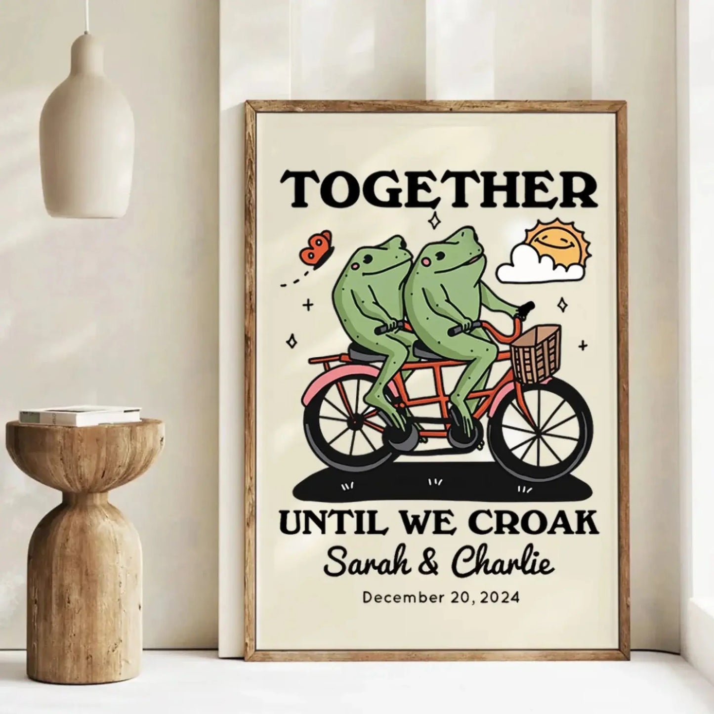 Personalized Frog Illustration Print Frame Together Until We Croak Ezcustomize