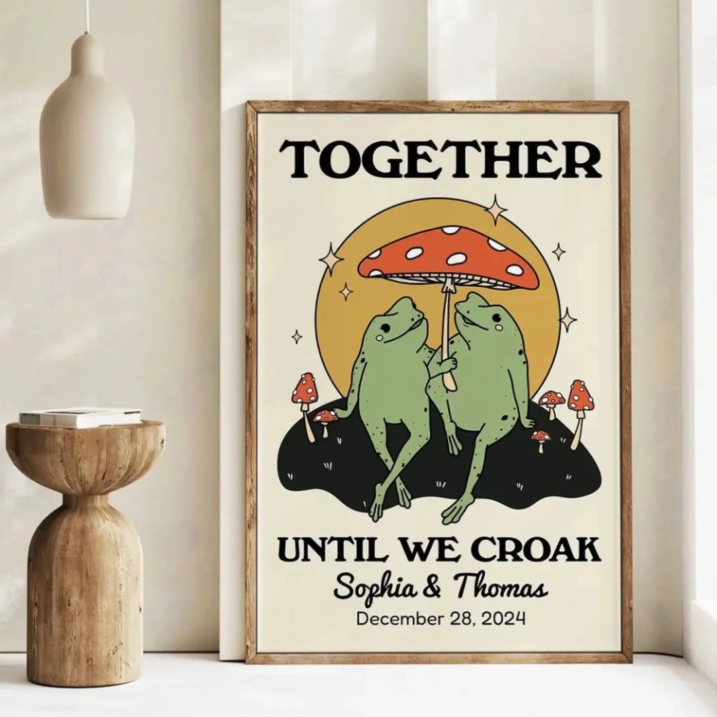 Personalized Frog Illustration Print Frame Together Until We Croak Ezcustomize
