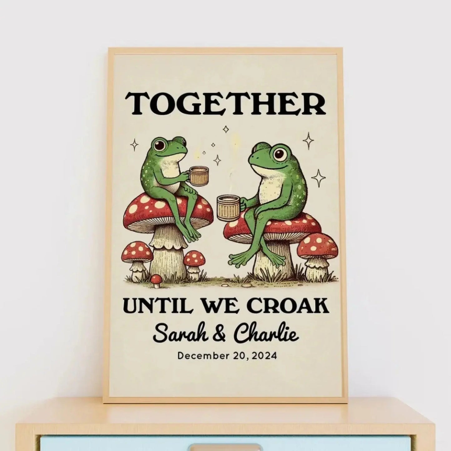 Personalized Frog Illustration Print Frame Together Until We Croak Ezcustomize
