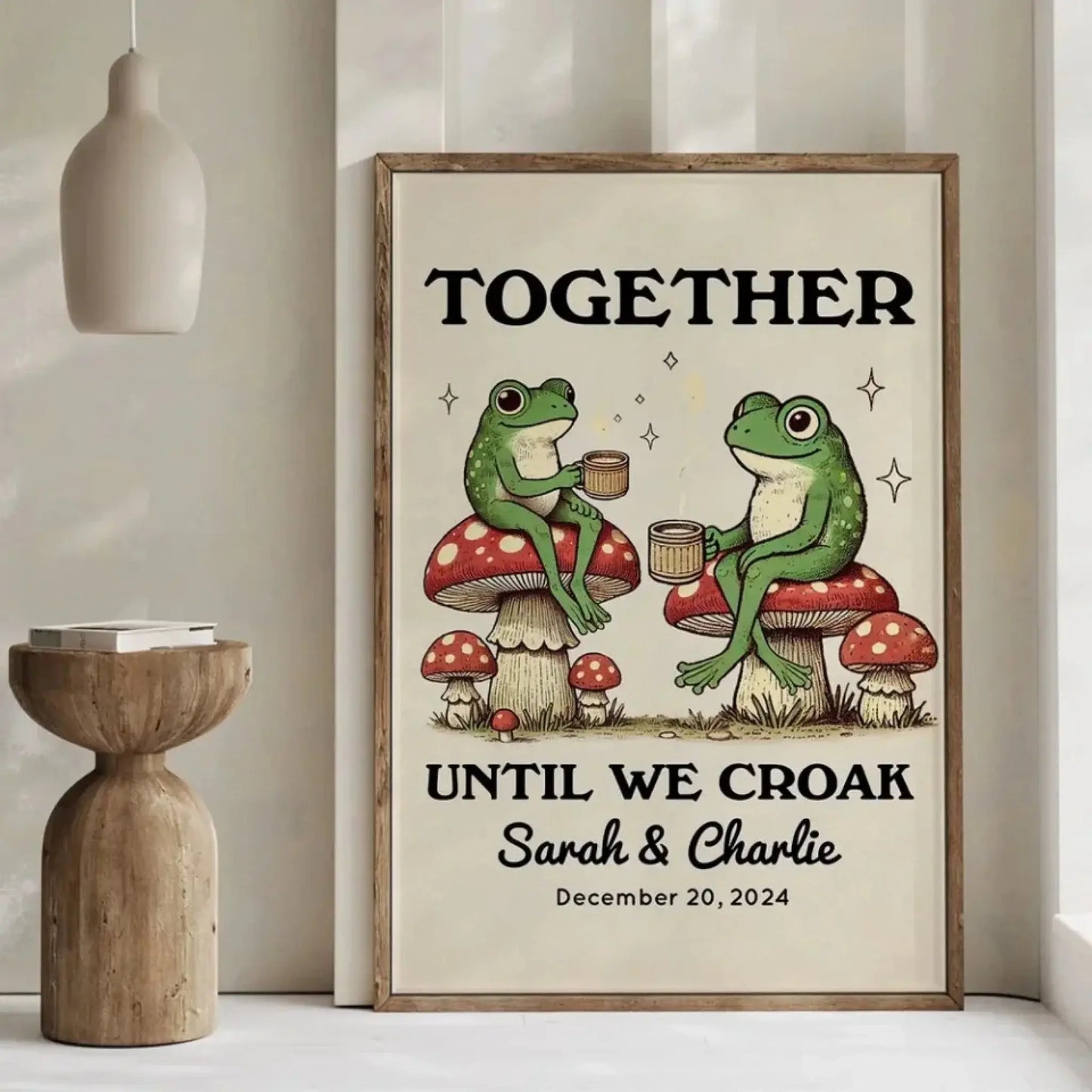 Personalized Frog Illustration Print Frame Together Until We Croak Ezcustomize