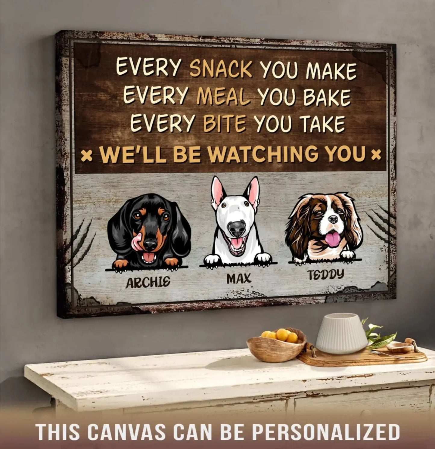 Personalized Funny Dog Wall Art Print – Custom Poster/Canvas – Unique Home Decor Gift for Dog Lovers, Dog Moms & Dog Dads Ezcustomize
