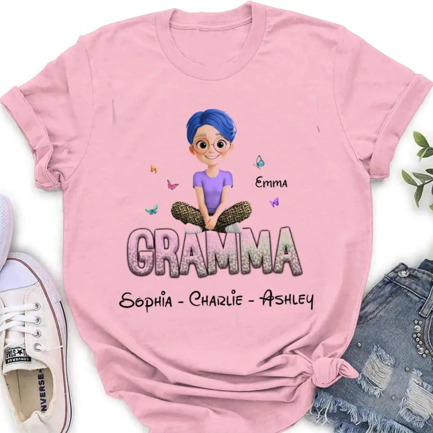 Personalized Gift For Grandma Mom Custom Kids Name Shirt/Hoodie/Sweatshirt Ezcustomize