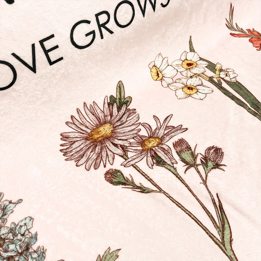 Personalized Gift Ideas For Mom, Grandma - Mom/Grandma's Garden Birth Month Flower Blanket Ezcustomize