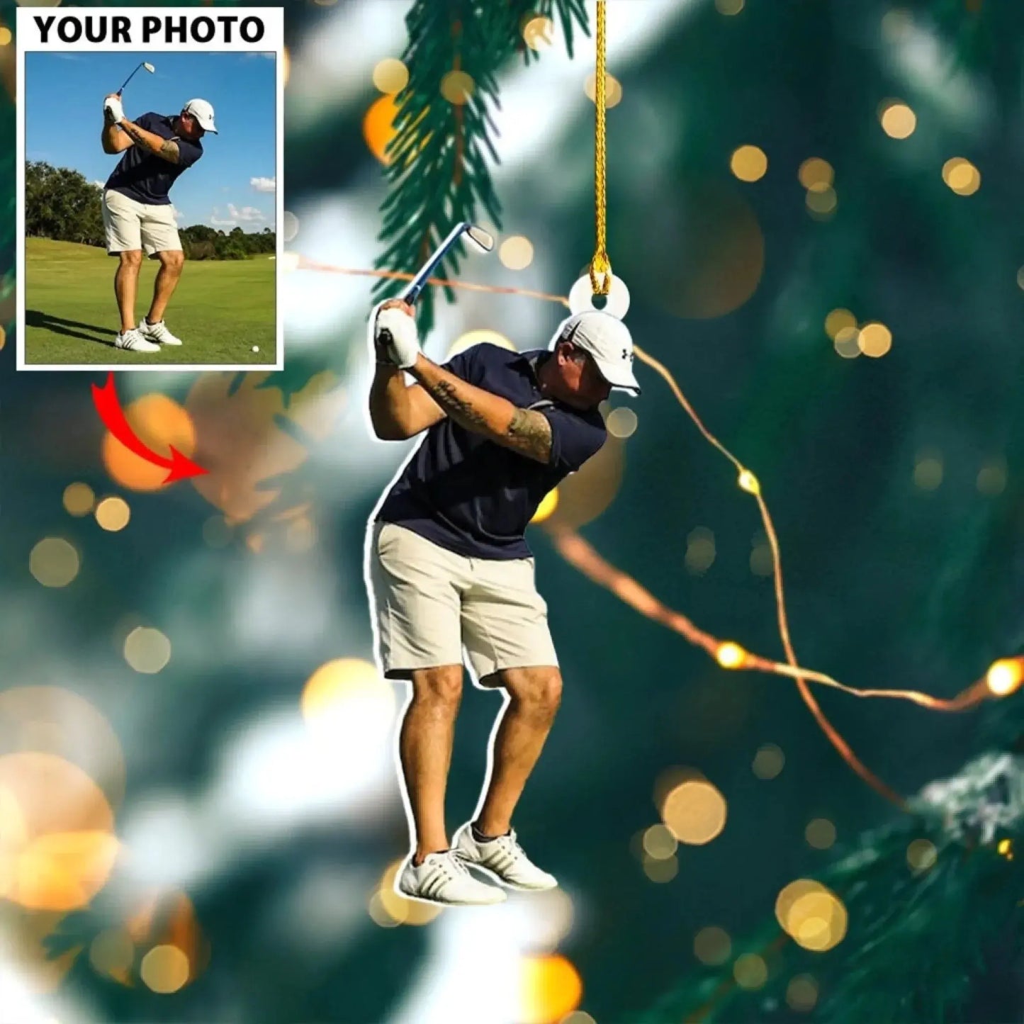Personalized Golf Photo Ornament – Custom Christmas Gift for Golfers, Golf Teams, and Sports Enthusiasts Ezcustomize