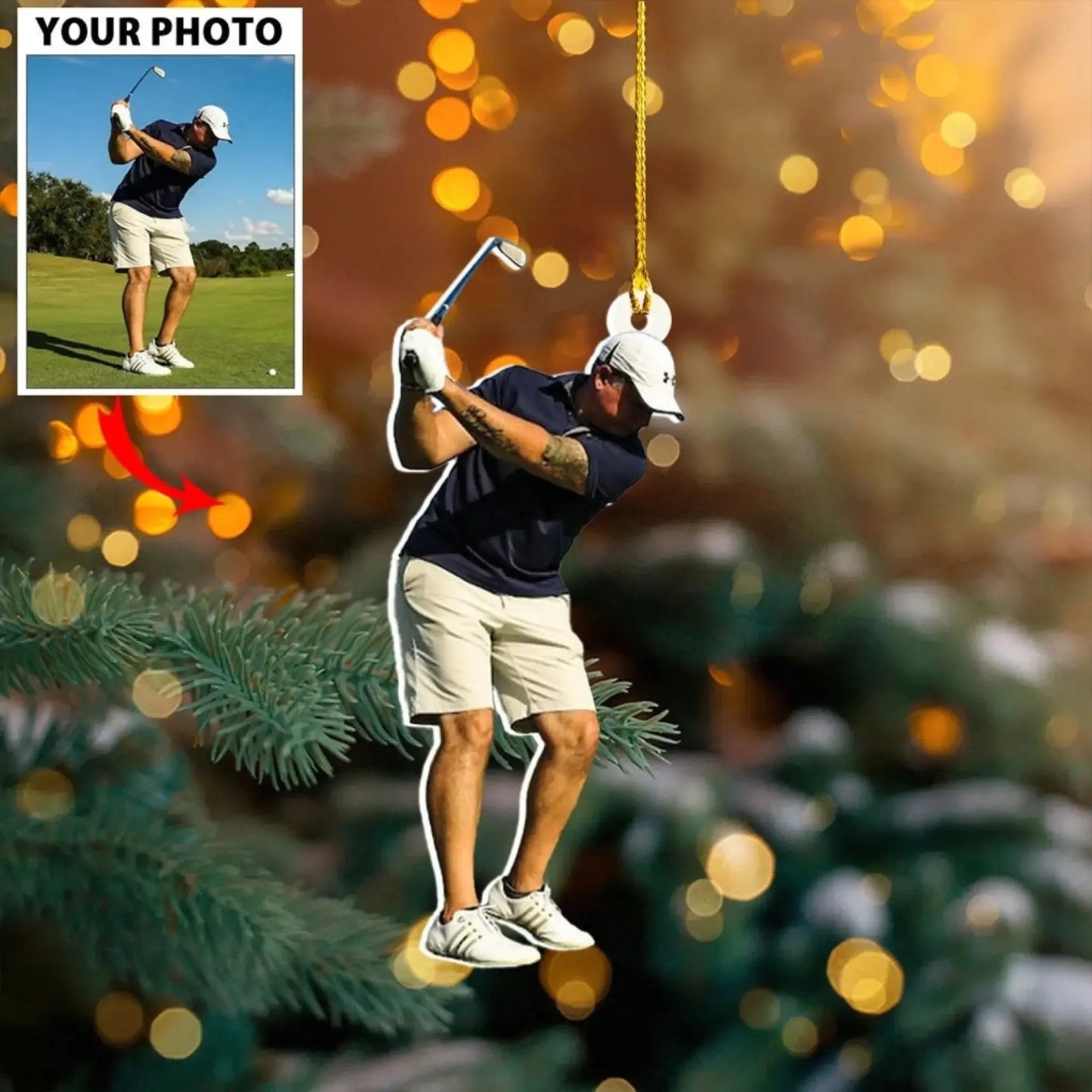 Personalized Golf Photo Ornament – Custom Christmas Gift for Golfers, Golf Teams, and Sports Enthusiasts Ezcustomize