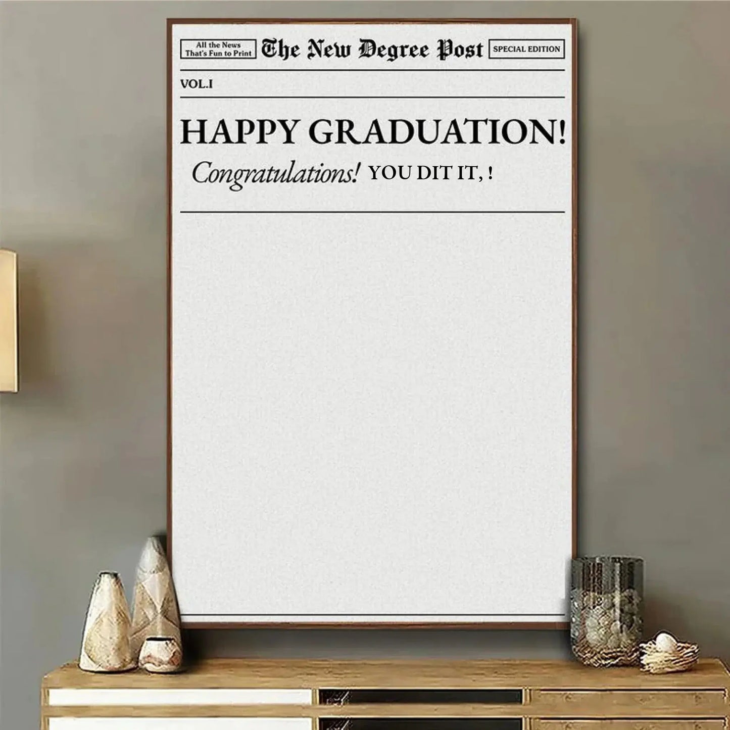 Personalized Graduation Newspaper Poster – Custom “New Degree Post” Gift for Students, Graduates, Class of 2024, Friends, Family Ezcustomize