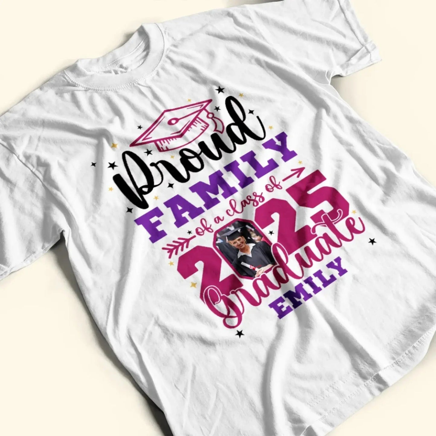 Personalized Graduation Shirt – Proud Family of a Class of 2025 with Custom Photo Ezcustomize