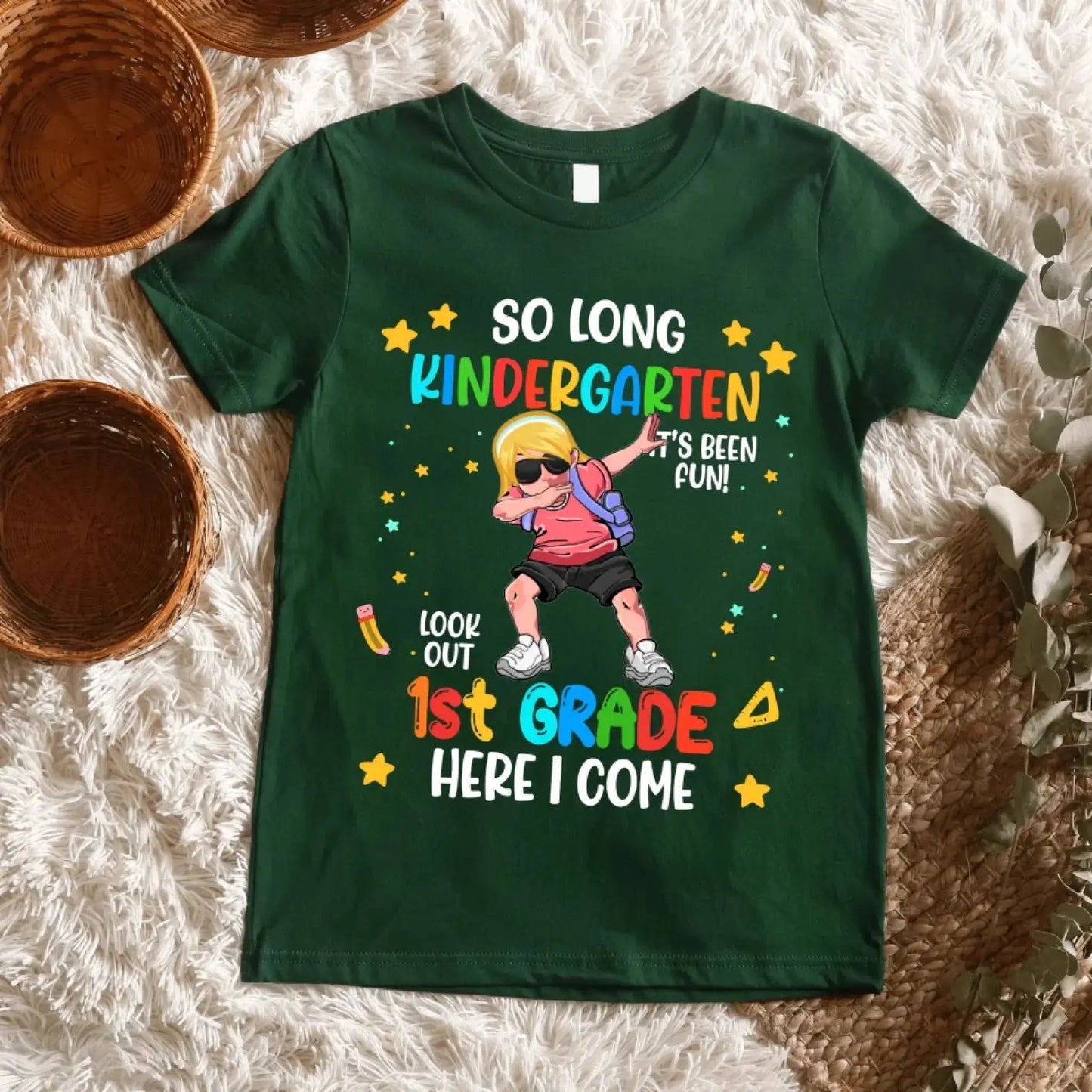 Personalized Graduation Youth T-Shirt | So Long Kindergarten, Look out 1st Grade Here I Come Shirt – Custom Grade Ezcustomize