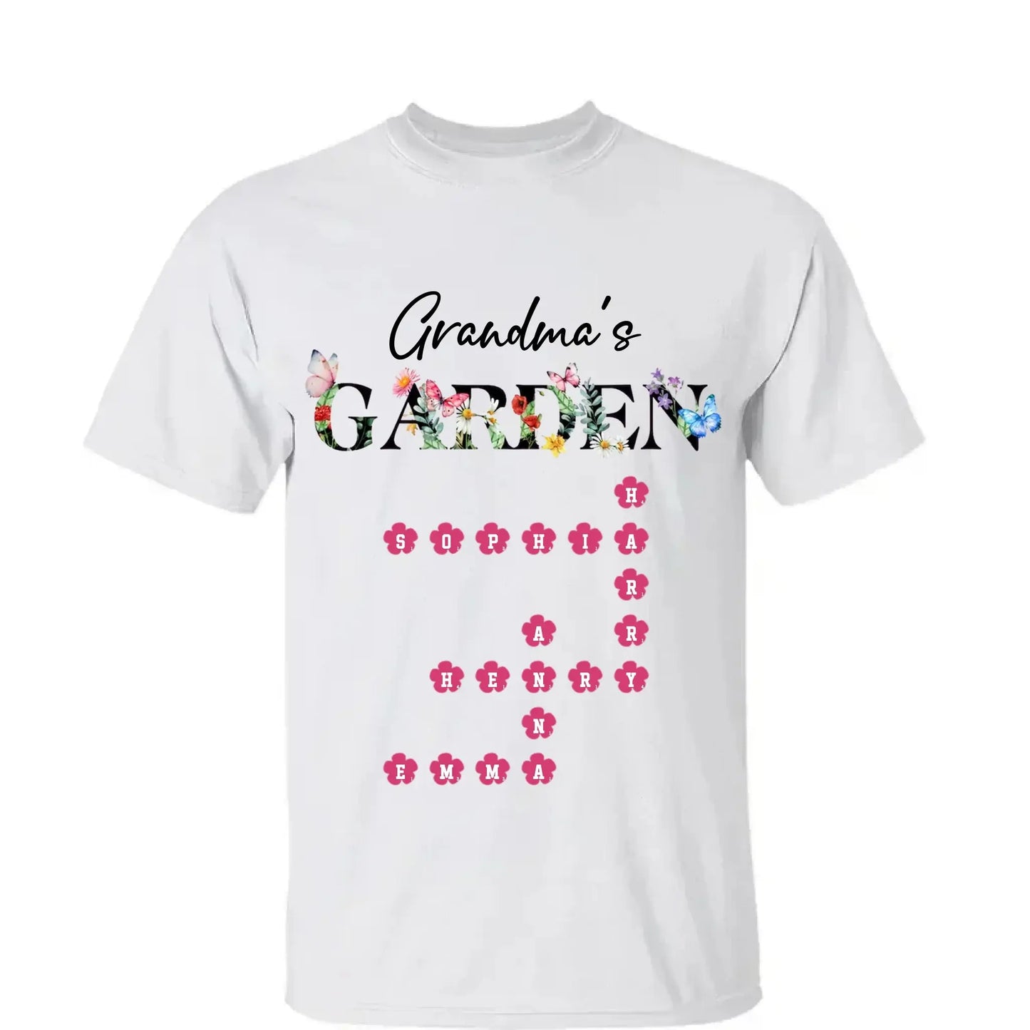 Personalized Grandma Garden Flower Crossword Family Shirt - Hoodie - Sweatshirt Ezcustomize