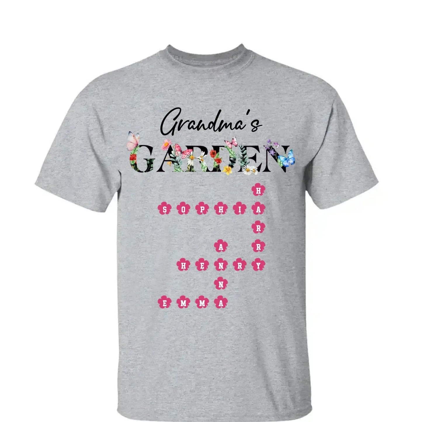Personalized Grandma Garden Flower Crossword Family Shirt - Hoodie - Sweatshirt Ezcustomize