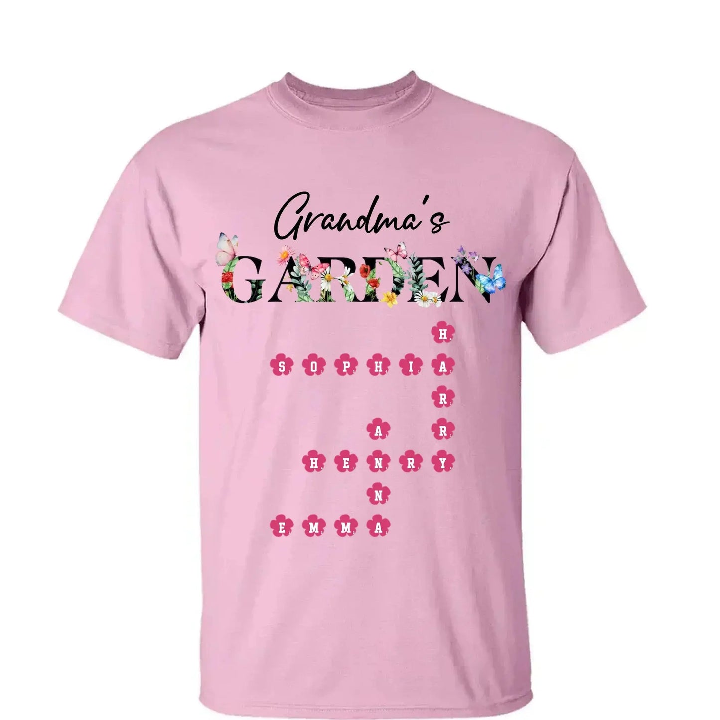 Personalized Grandma Garden Flower Crossword Family Shirt - Hoodie - Sweatshirt Ezcustomize