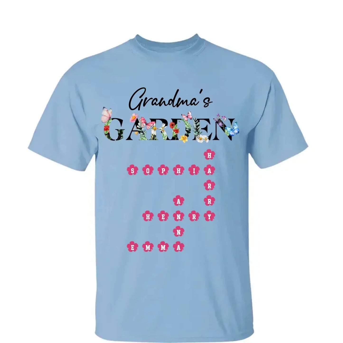 Personalized Grandma Garden Flower Crossword Family Shirt - Hoodie - Sweatshirt Ezcustomize