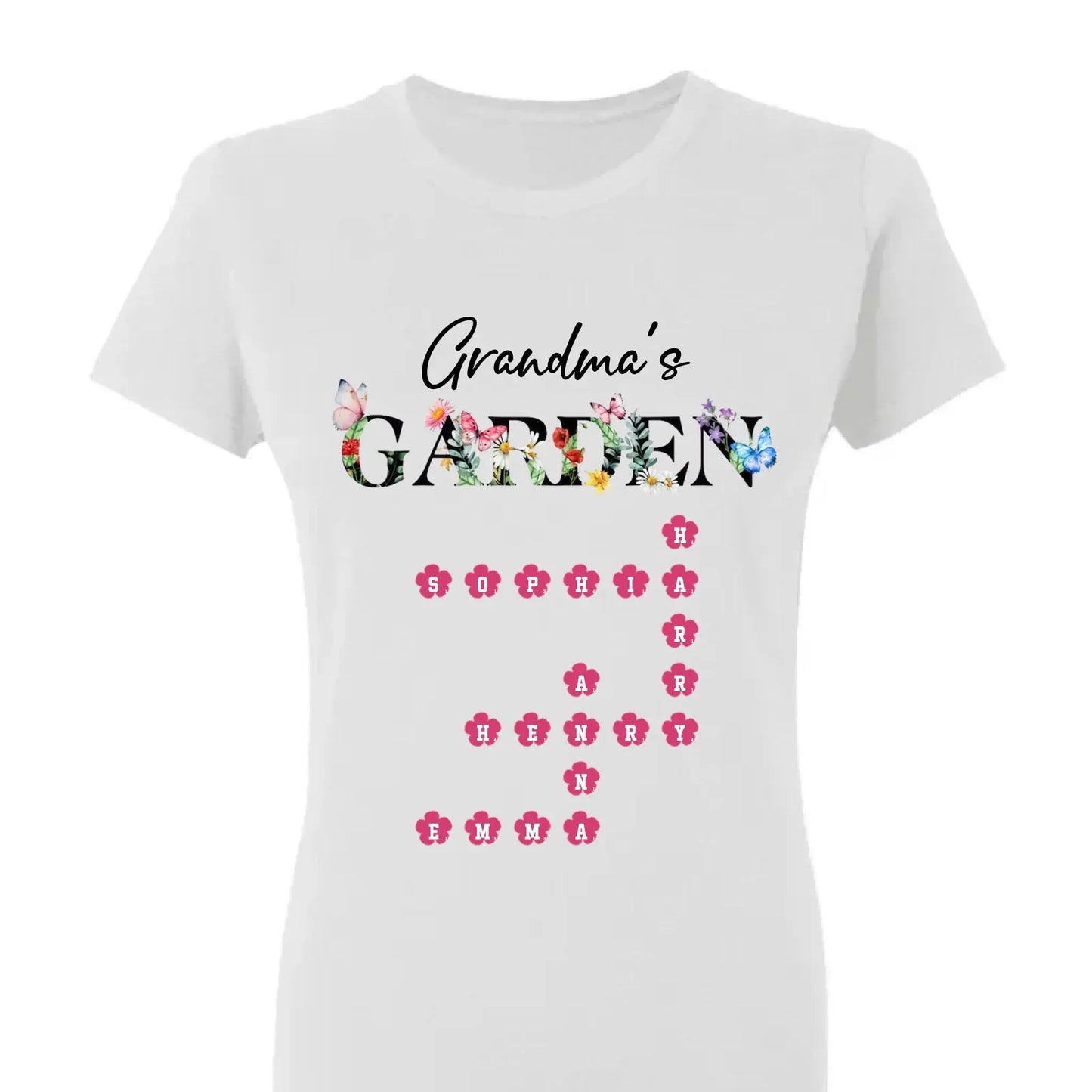 Personalized Grandma Garden Flower Crossword Family Shirt - Hoodie - Sweatshirt Ezcustomize