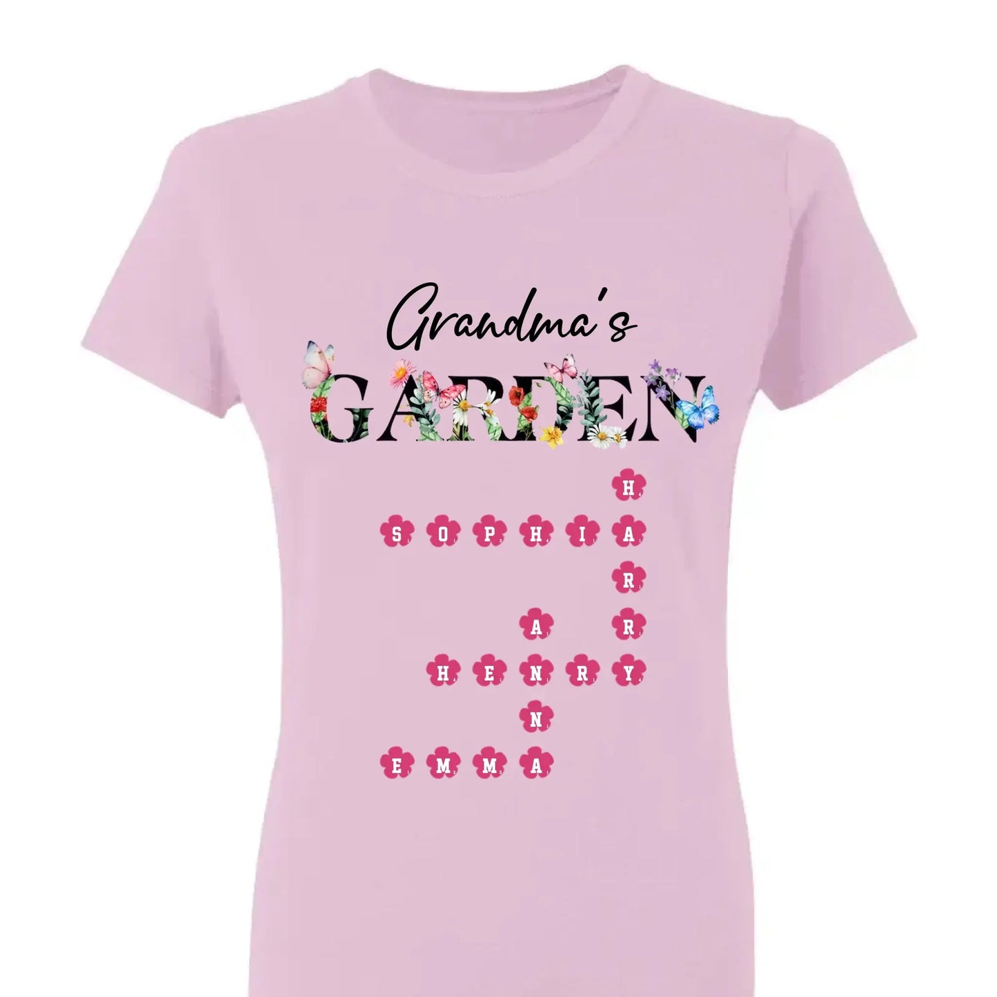 Personalized Grandma Garden Flower Crossword Family Shirt - Hoodie - Sweatshirt Ezcustomize