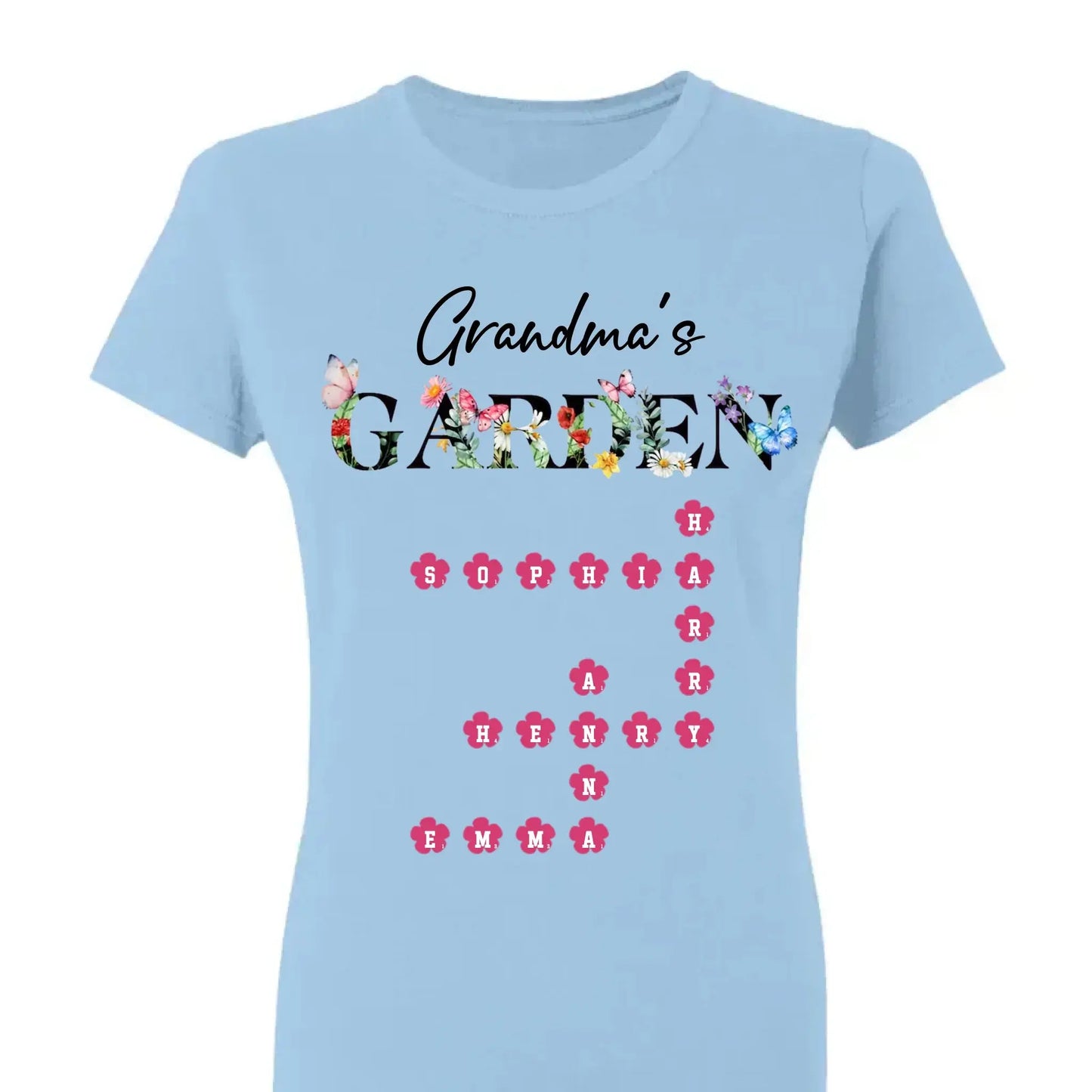 Personalized Grandma Garden Flower Crossword Family Shirt - Hoodie - Sweatshirt Ezcustomize