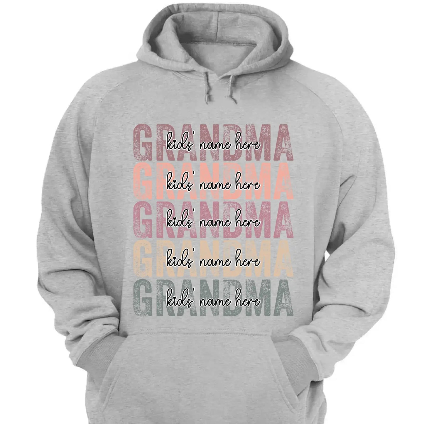 Personalized Grandma Shirt – Stacked Name Tee with Hearts, Custom Gift for Nana, Gigi, Mimi Ezcustomize