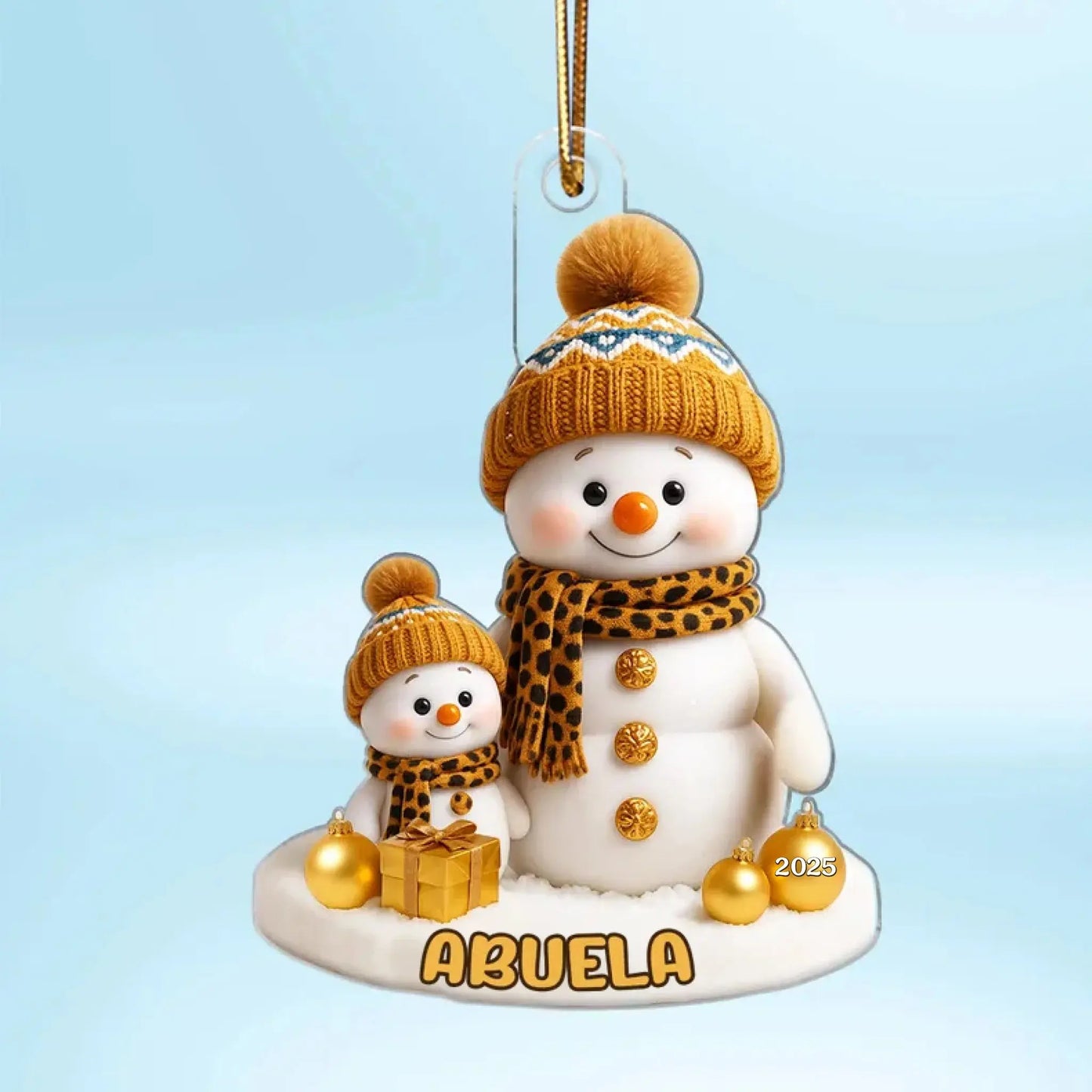 Personalized Grandma Snowman Ornament – Custom Acrylic Christmas Gift with Grandkid’s Name and Year, Cute Holiday Keepsake for Nana or Abuela Ezcustomize
