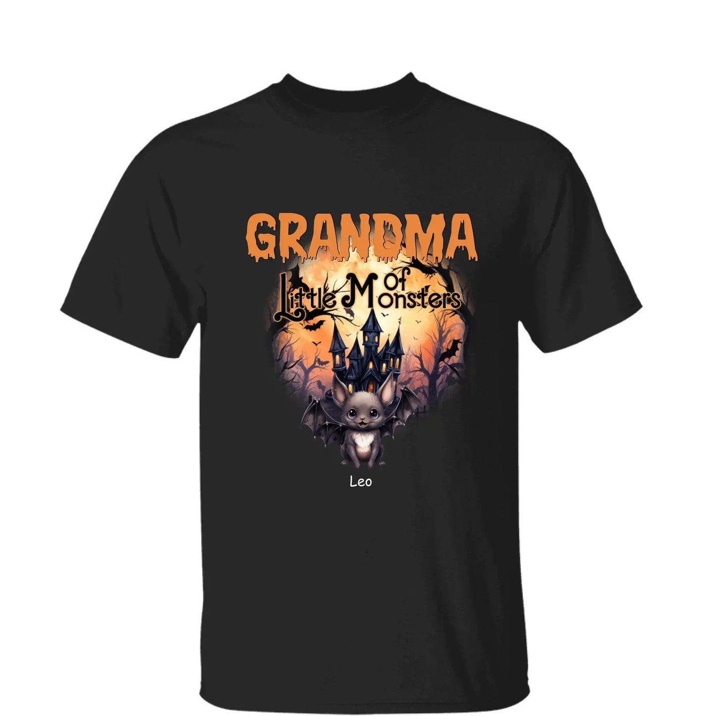 Personalized Grandma or Grandpa Halloween Shirt – Custom “Little Monsters” T-Shirt with Grandkids’ Names – Fun Spooky Gift for Grandparents Ezcustomize