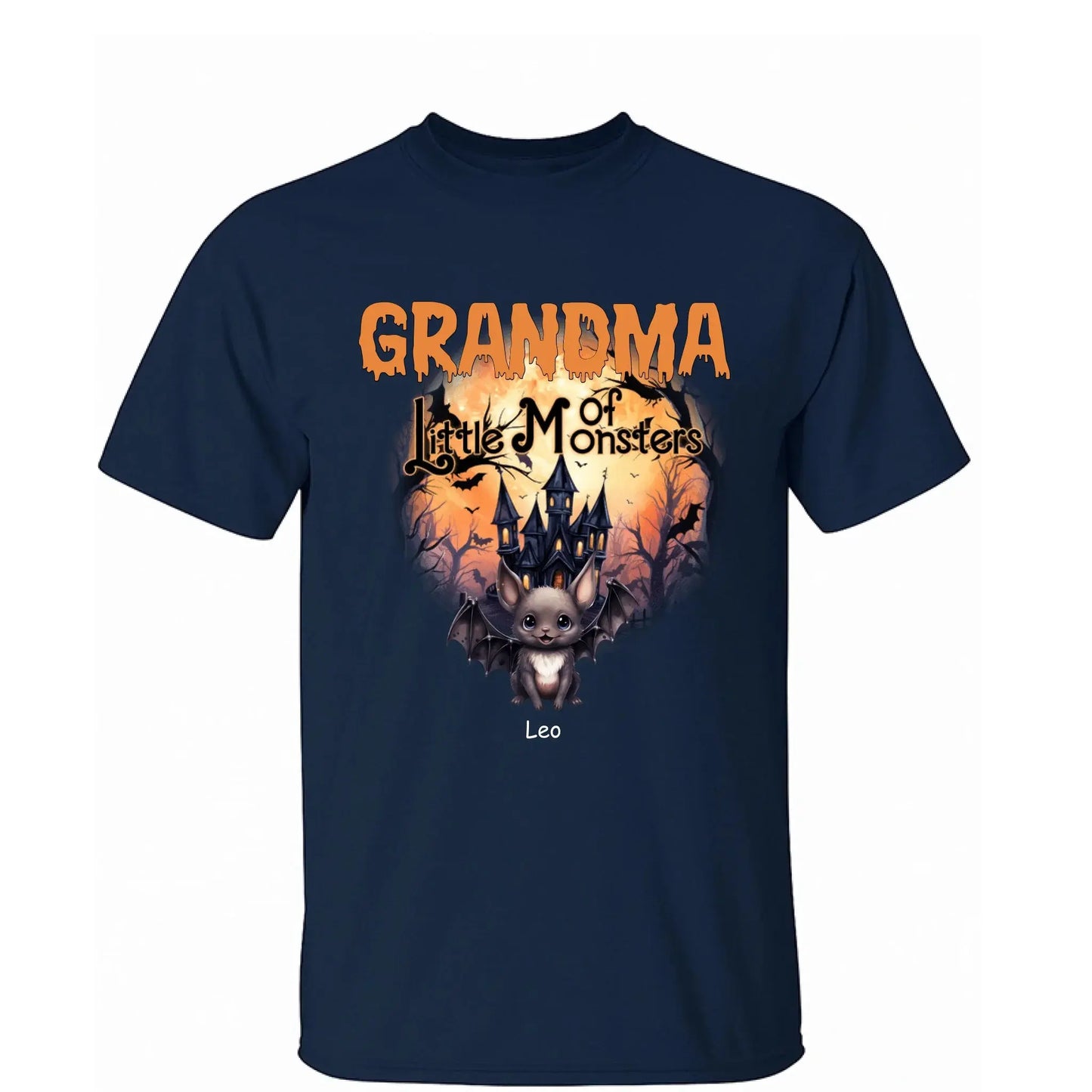 Personalized Grandma or Grandpa Halloween Shirt – Custom “Little Monsters” T-Shirt with Grandkids’ Names – Fun Spooky Gift for Grandparents Ezcustomize